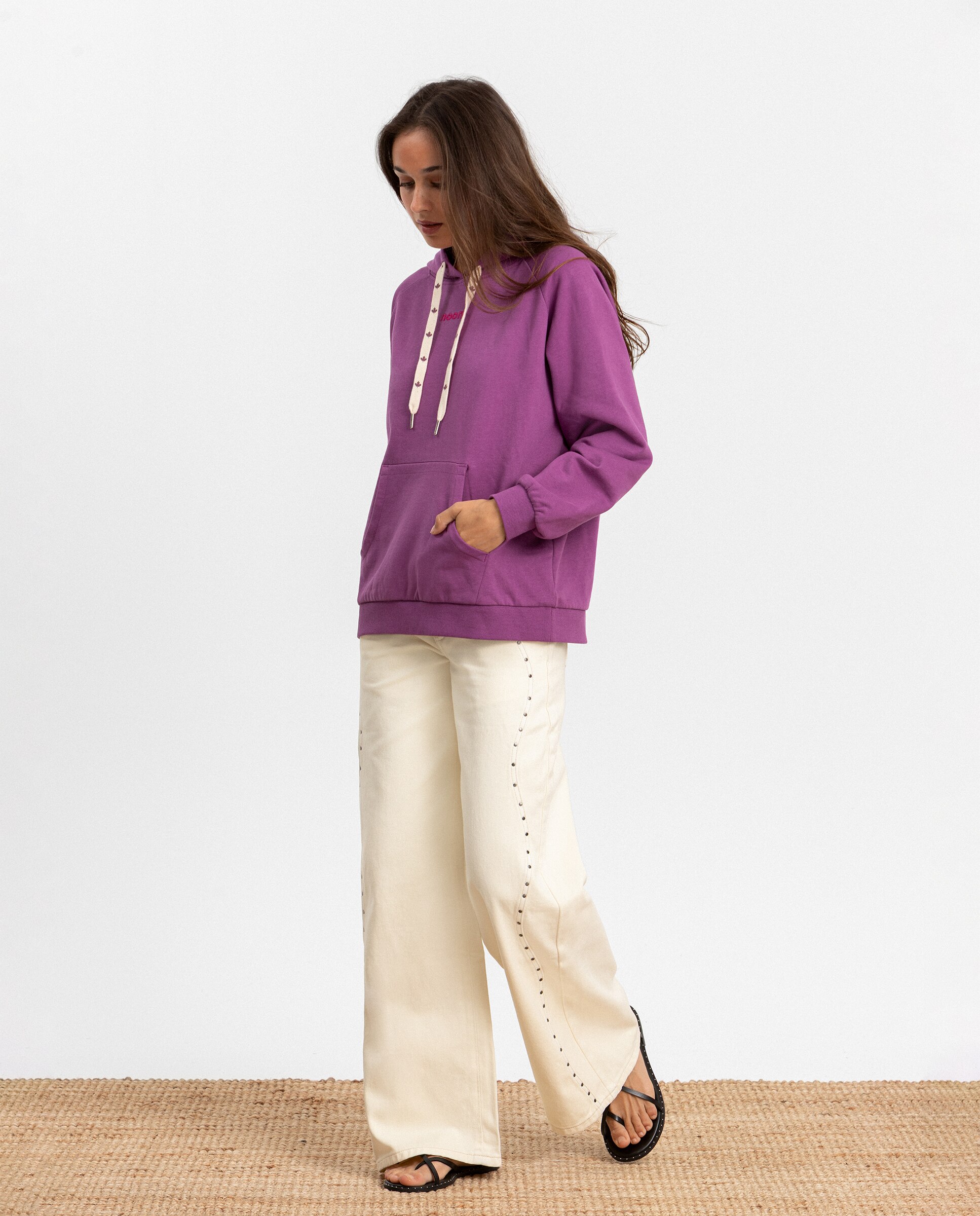 Sweatshirt com Capuz e Logo Rosa-4