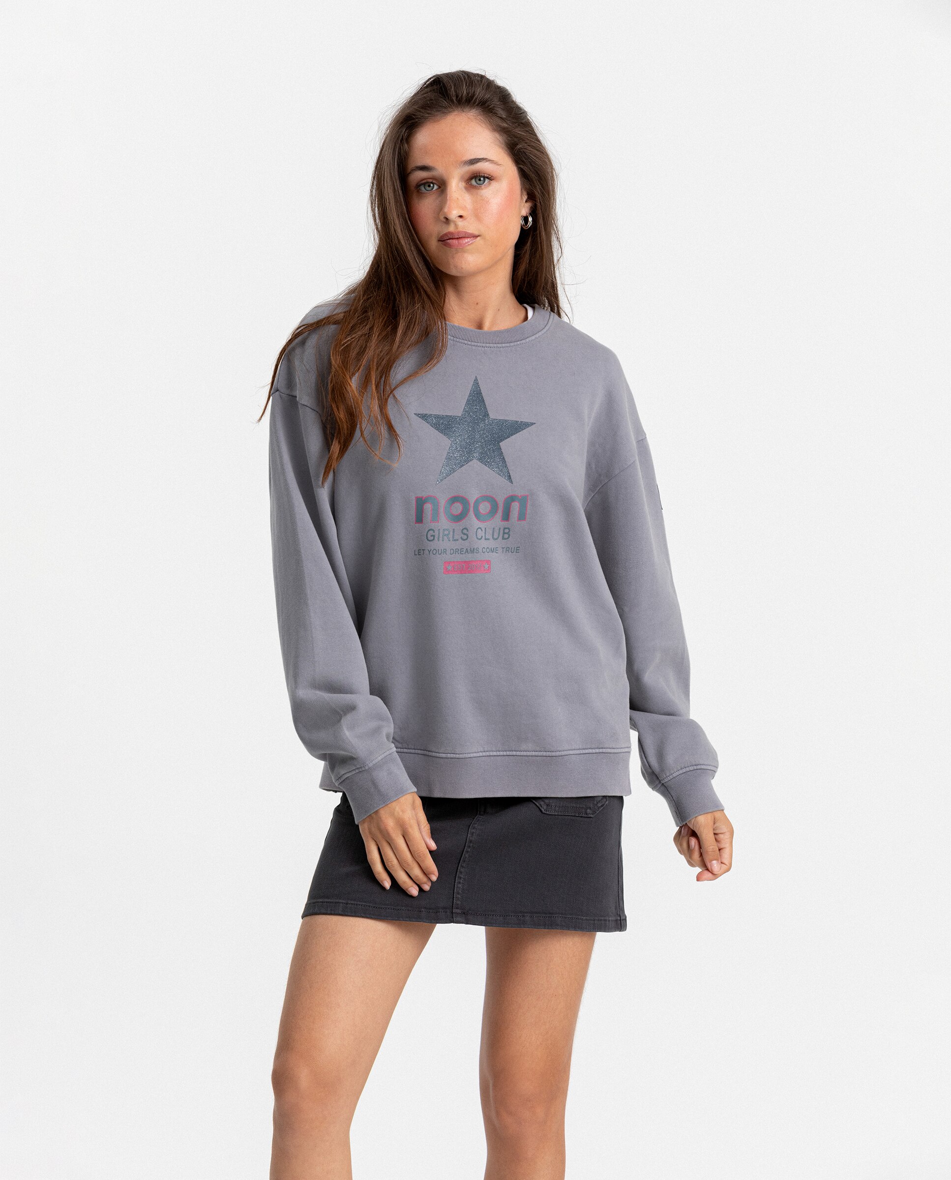 Sweatshirt com Logo e Estrela Cinzento-claro-3