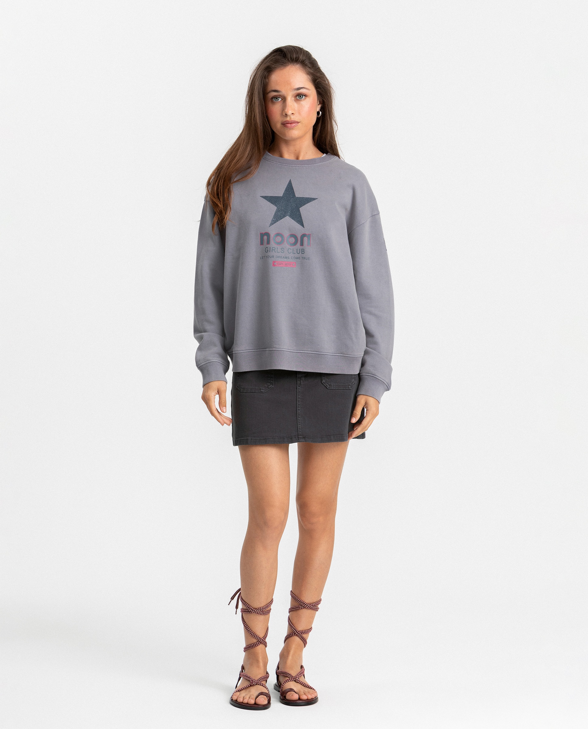 Sweatshirt com Logo e Estrela Cinzento-claro-4