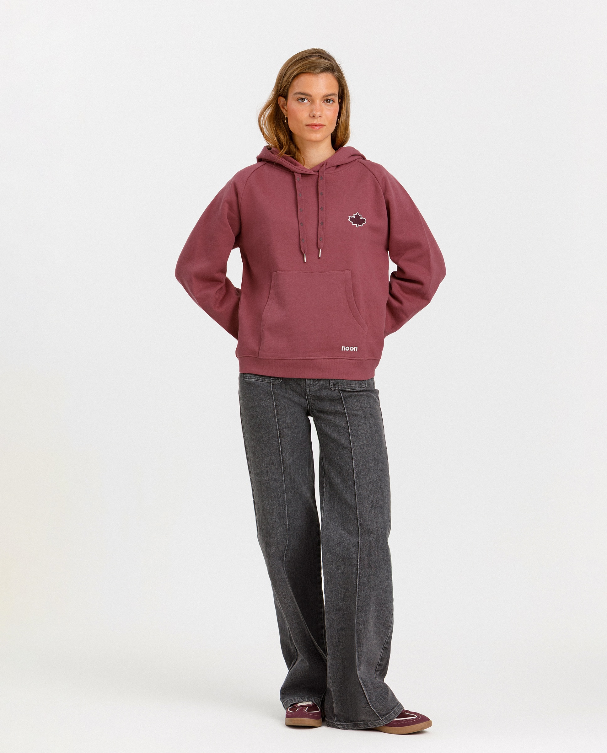Sweatshirt com Capuz e Logo Bordeaux-4