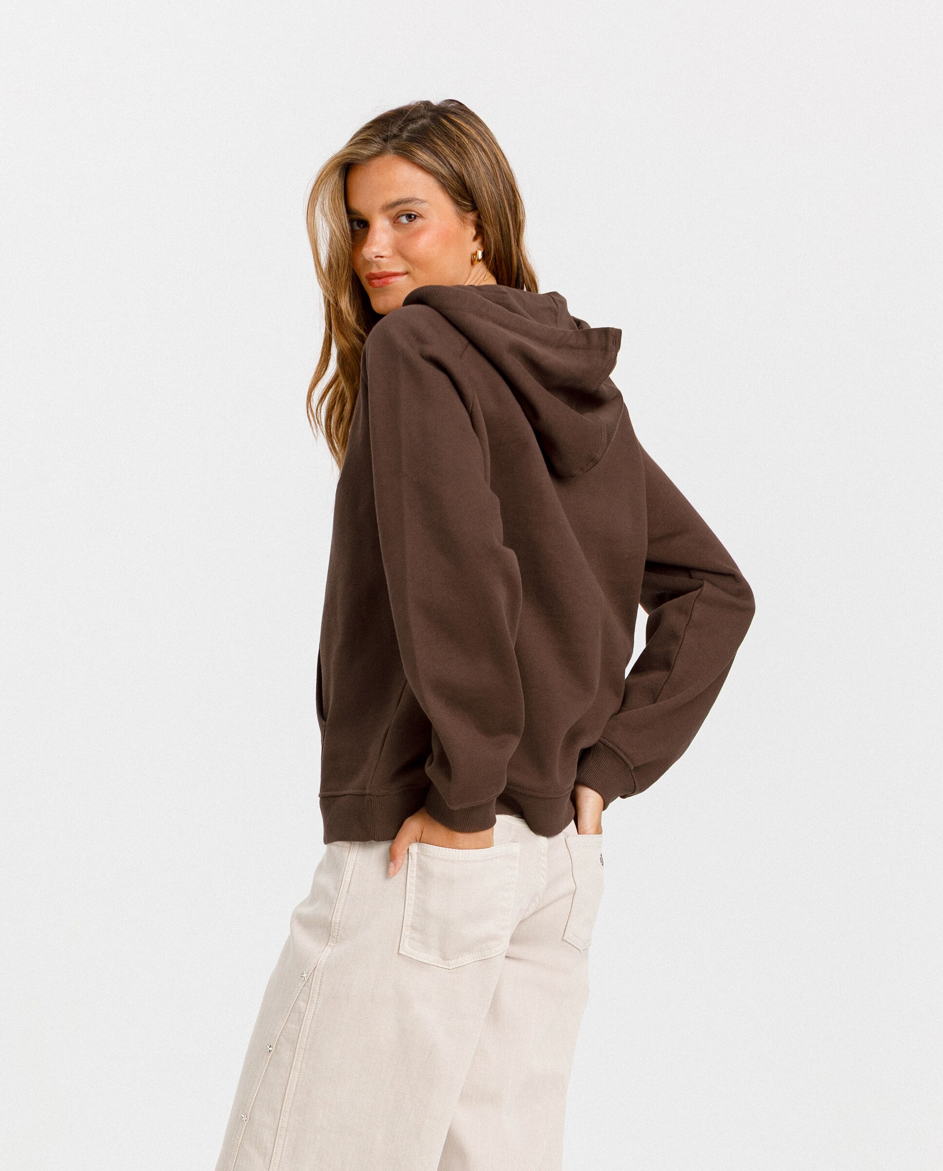 Sweatshirt com Capuz e Logo Castanho-2