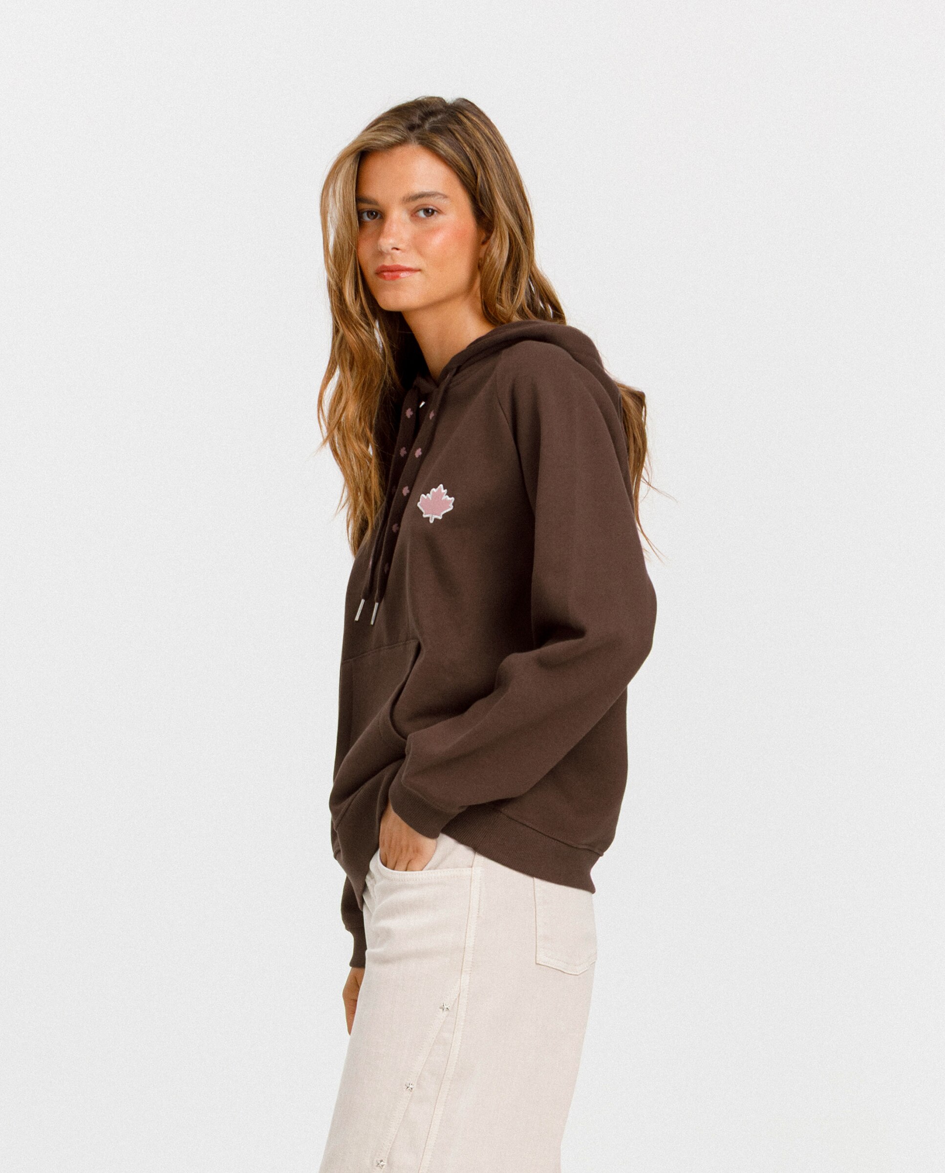 Sweatshirt com Capuz e Logo Castanho-3
