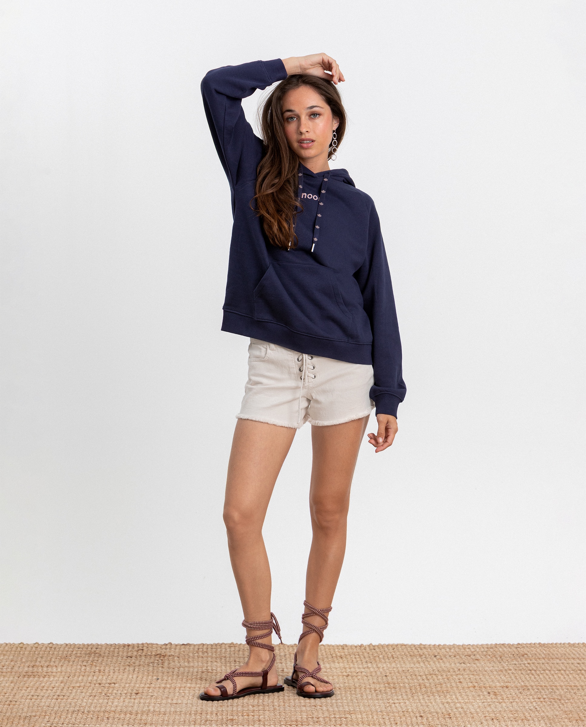 Sweatshirt com Capuz e Logo Azul-3
