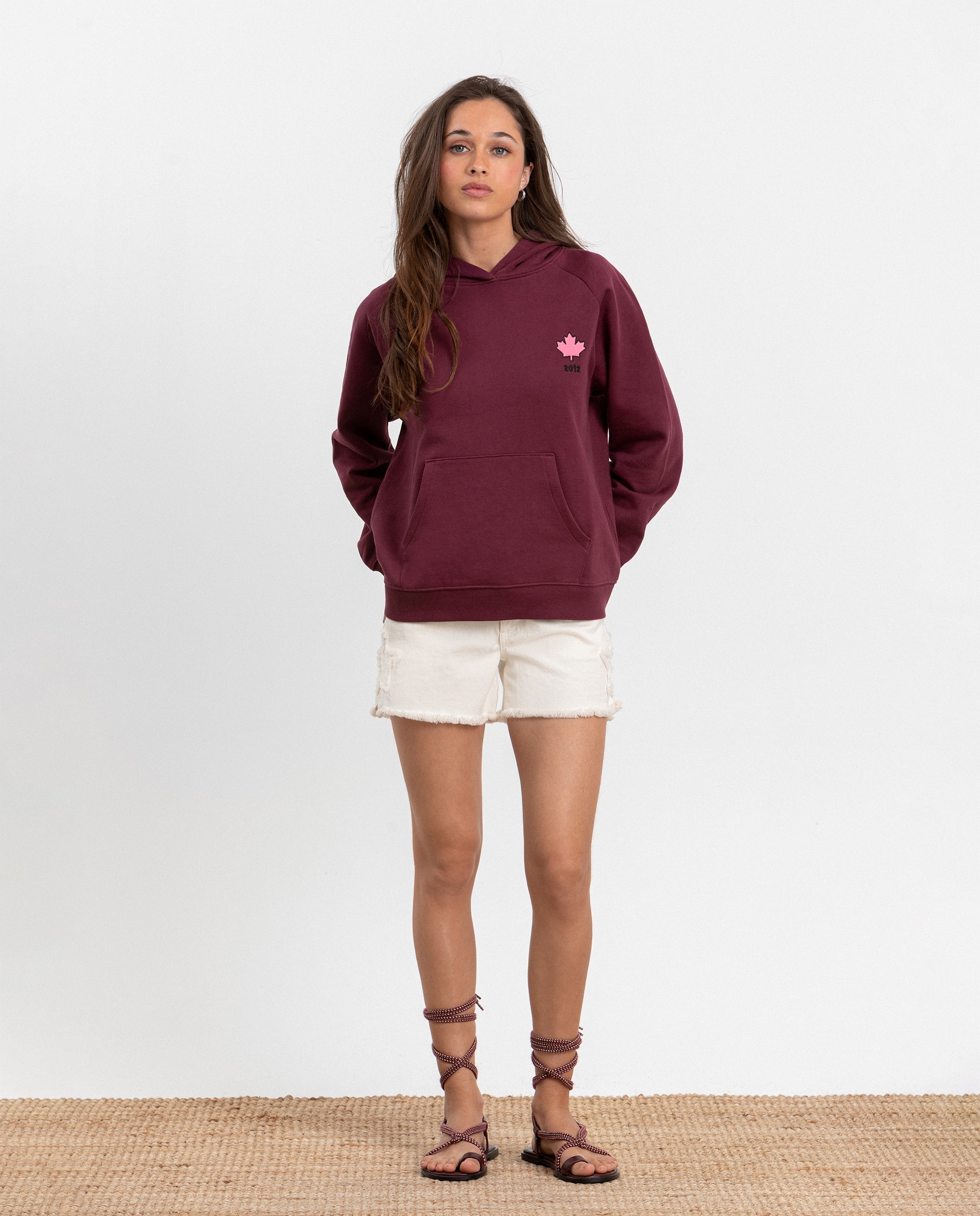 Sweatshirt com Capuz e Print Rosa-3