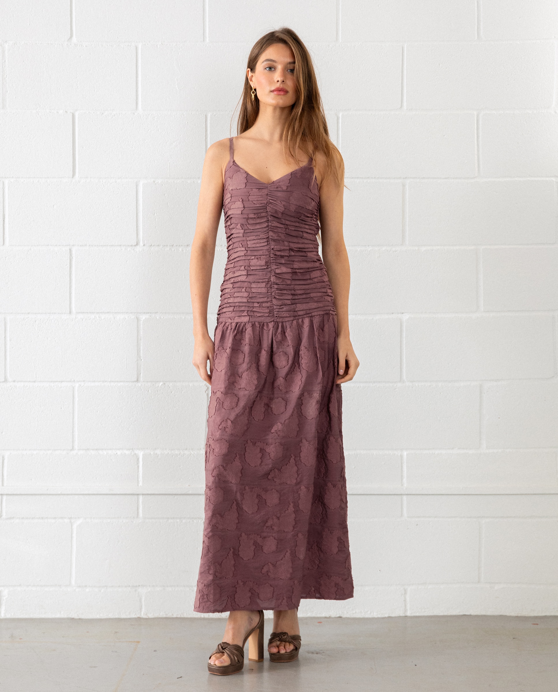 Imagem 0 de Vestido Midi Drapeado de Alças