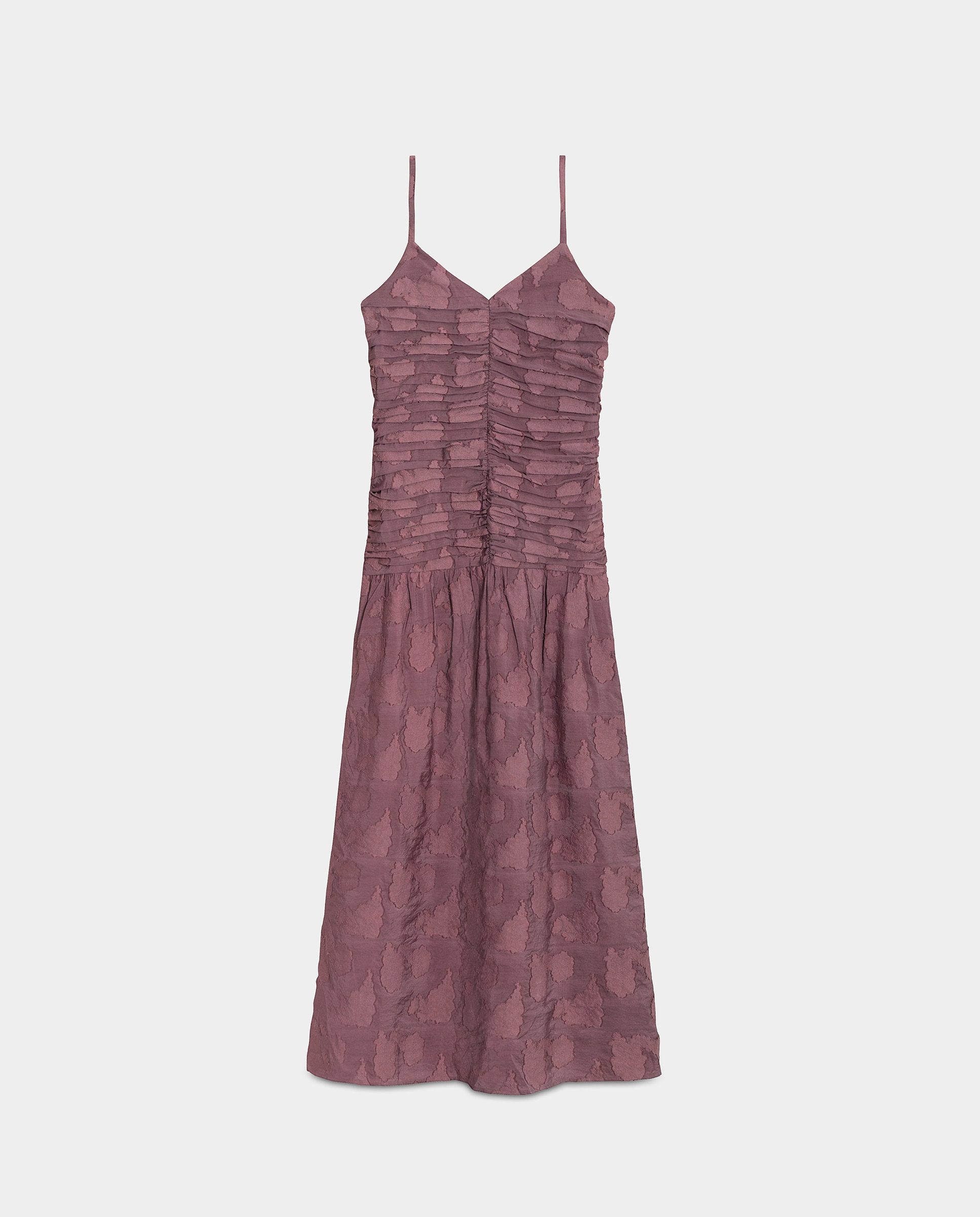 Vestido Midi Drapeado de Alças Rosa-5