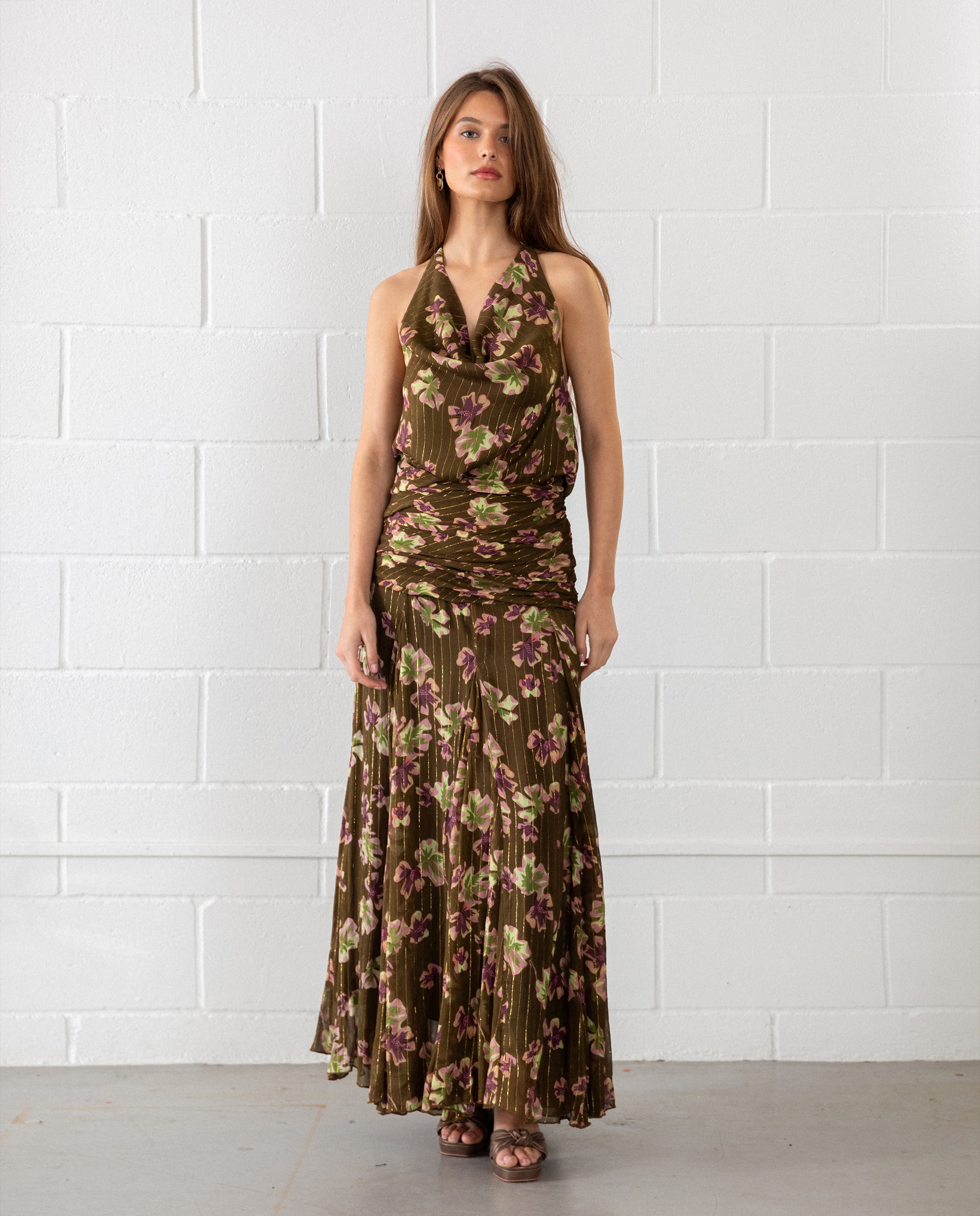Imagem 0 de Saia Midi Estampada com Folhos
