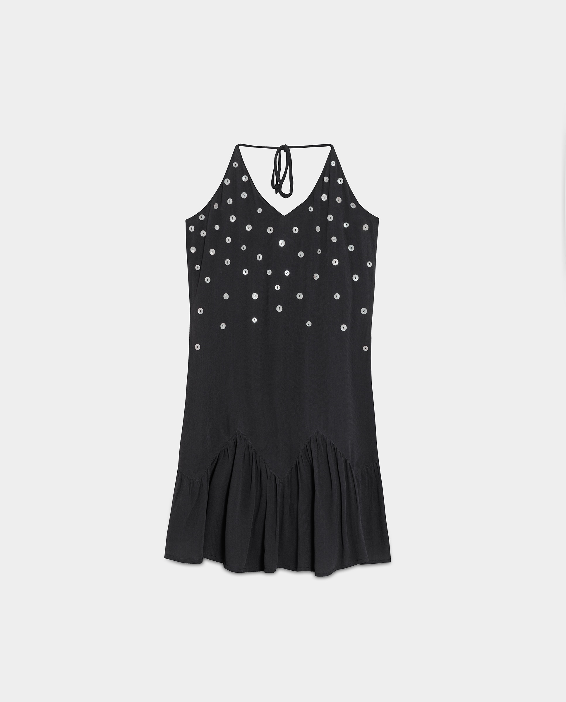 Vestido Curto com Detalhe Botões Antracite / Cinzento-5
