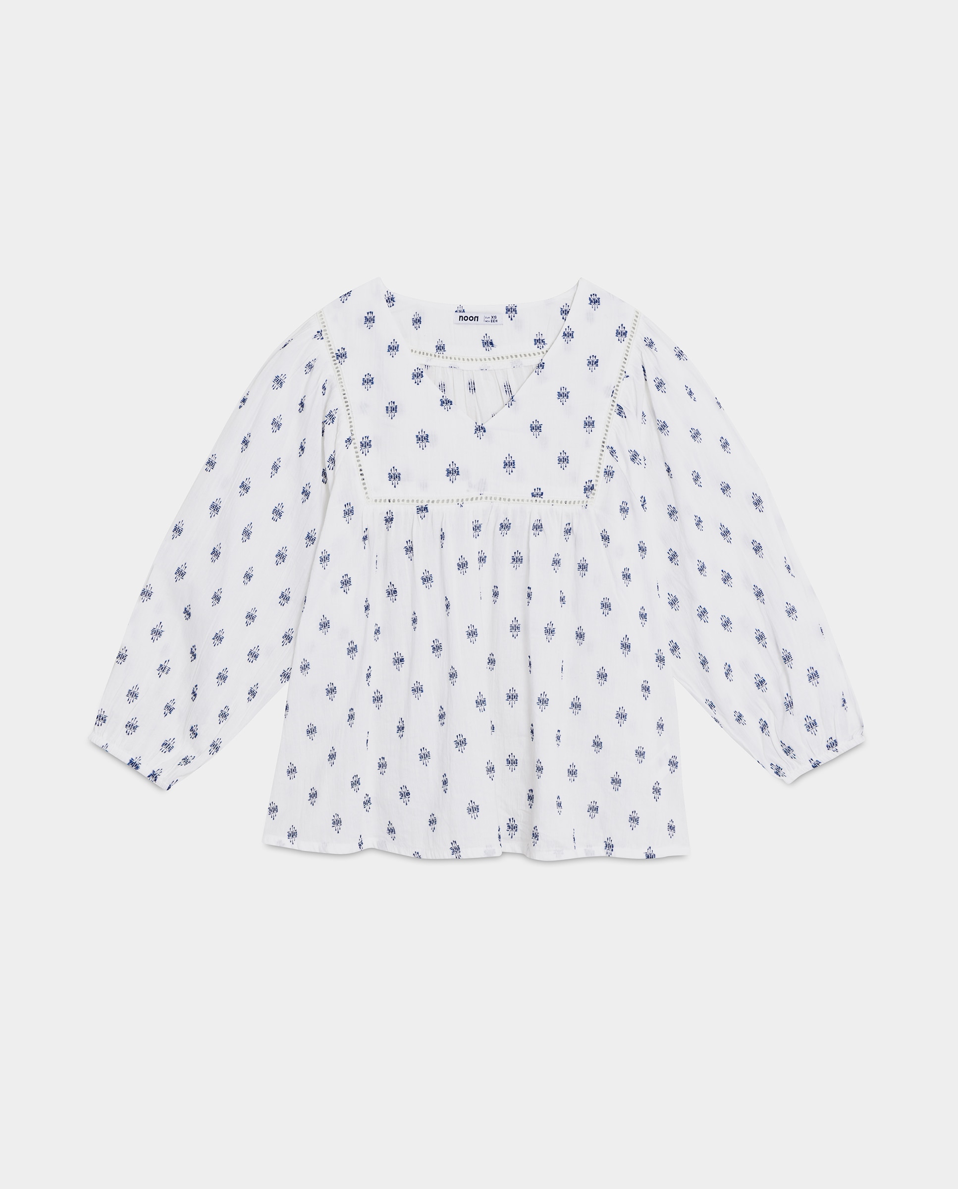 Blusa de Manga Comprida com Detalhes Bordados Branco-5
