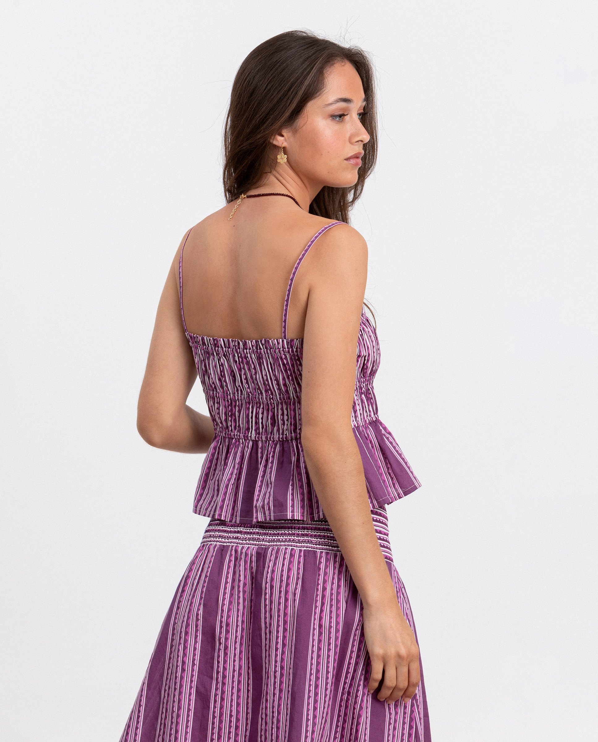 Top com Estampado Às Riscas Roxo-2