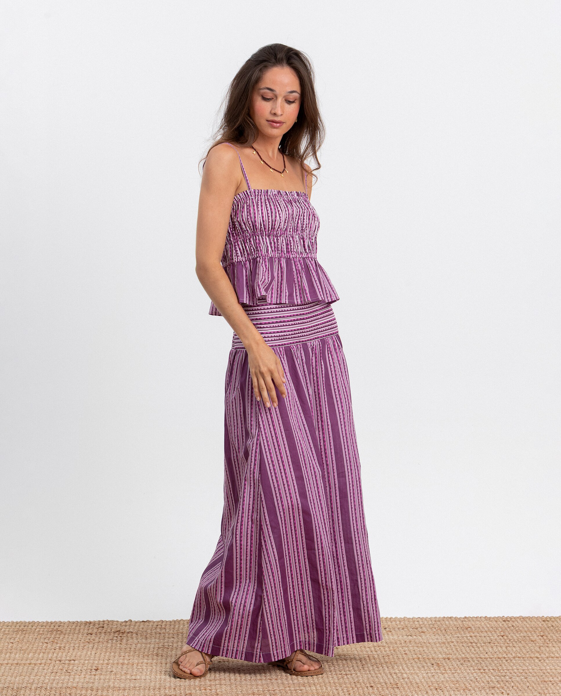 Top com Estampado Às Riscas Roxo-4