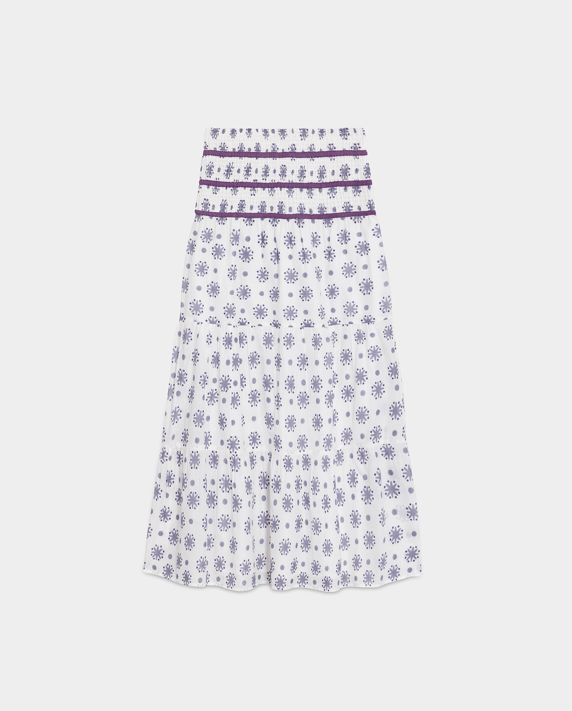 Saia Comprida Estampada Branco-5