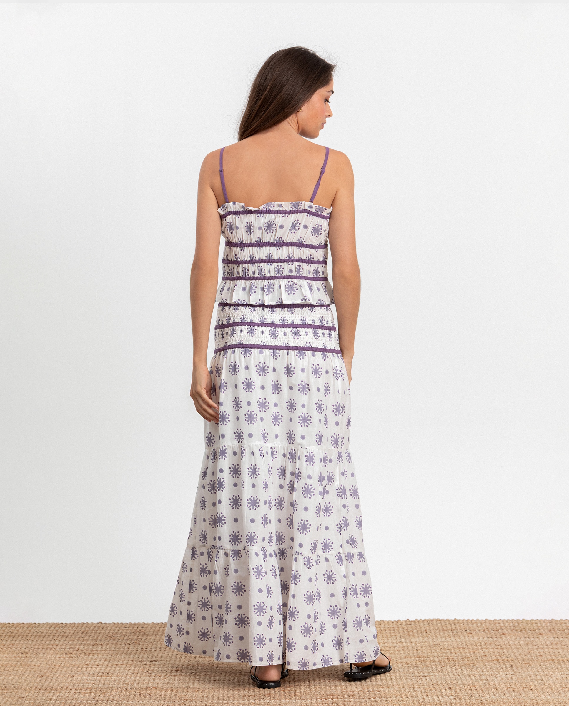 Saia Comprida Estampada Branco-2