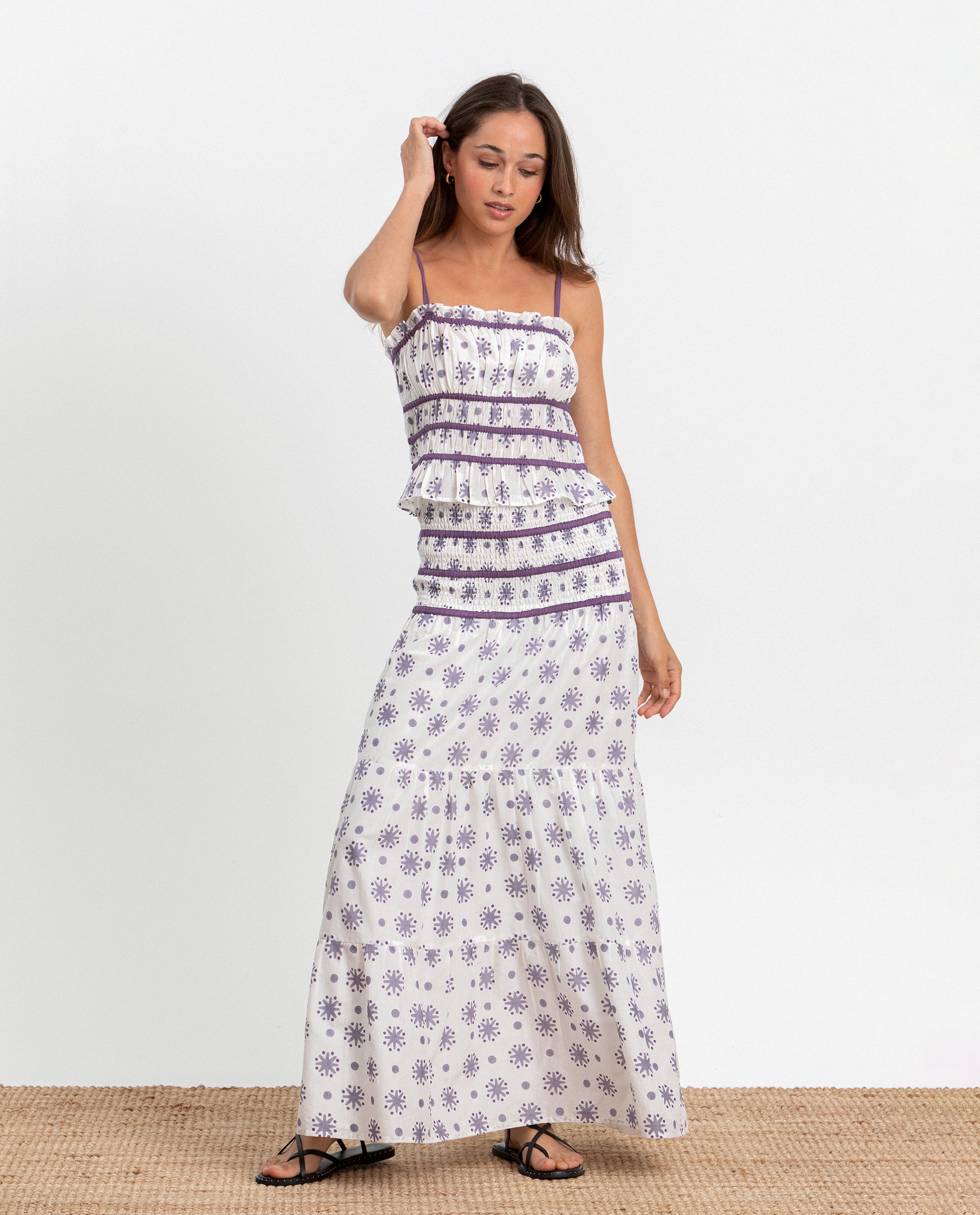 Saia Comprida Estampada Branco-3