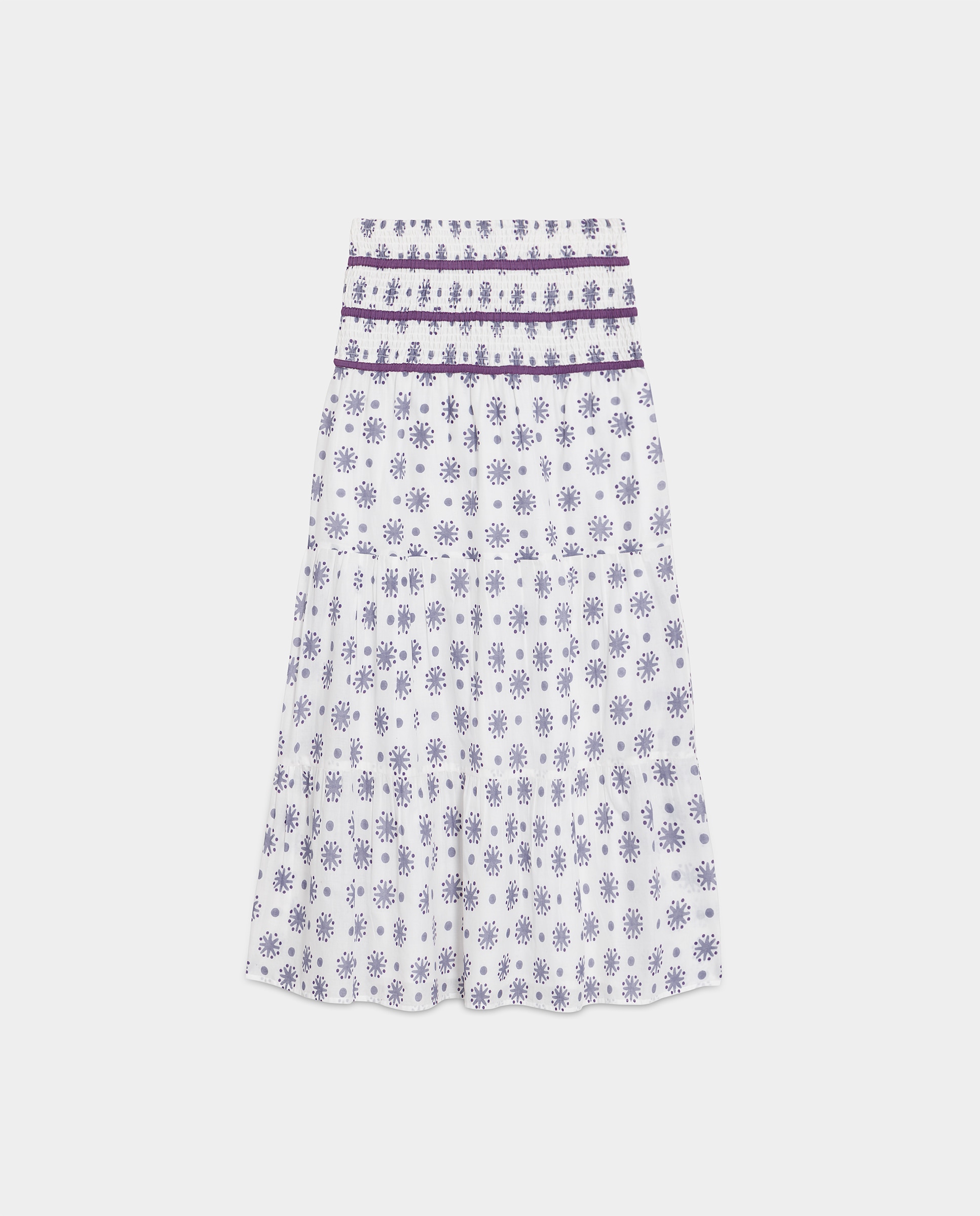 Saia Comprida Estampada Branco-5
