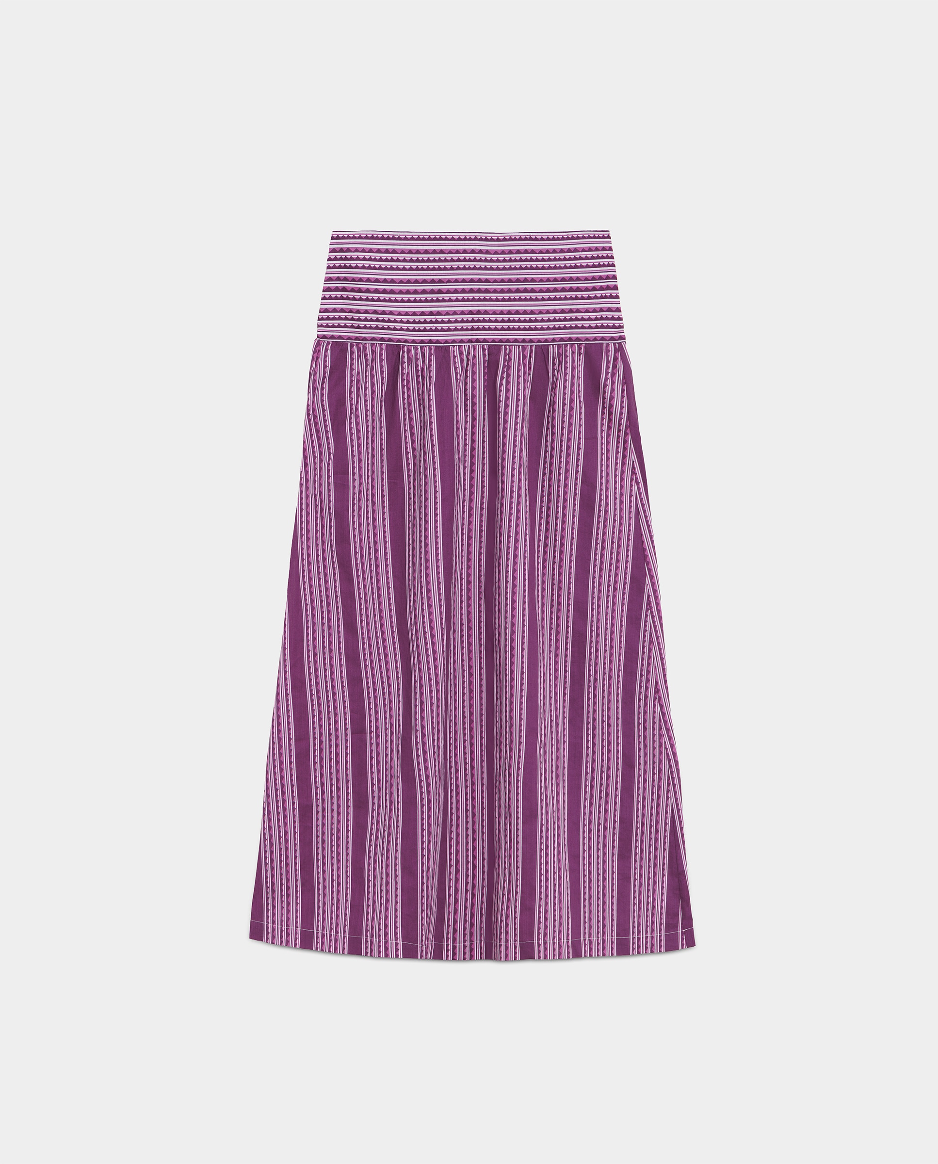 Saia Midi com Estampado Às Riscas Roxo-5
