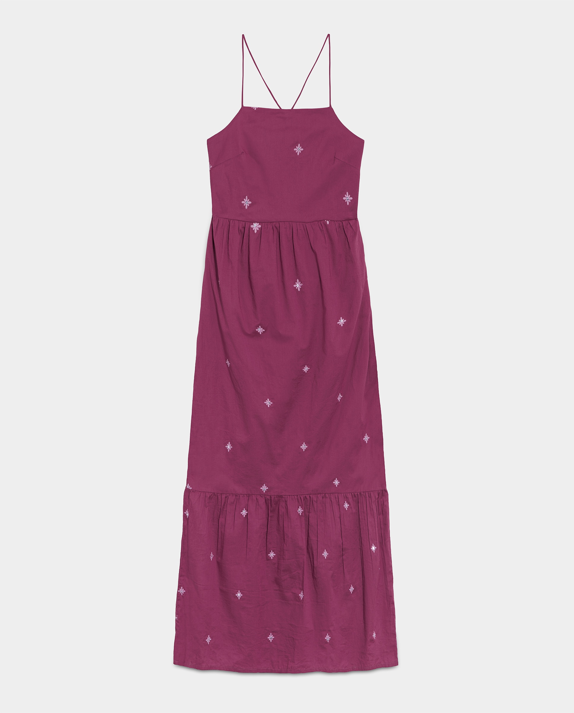 Vestido Midi com Detalhes Bordados Roxo-5