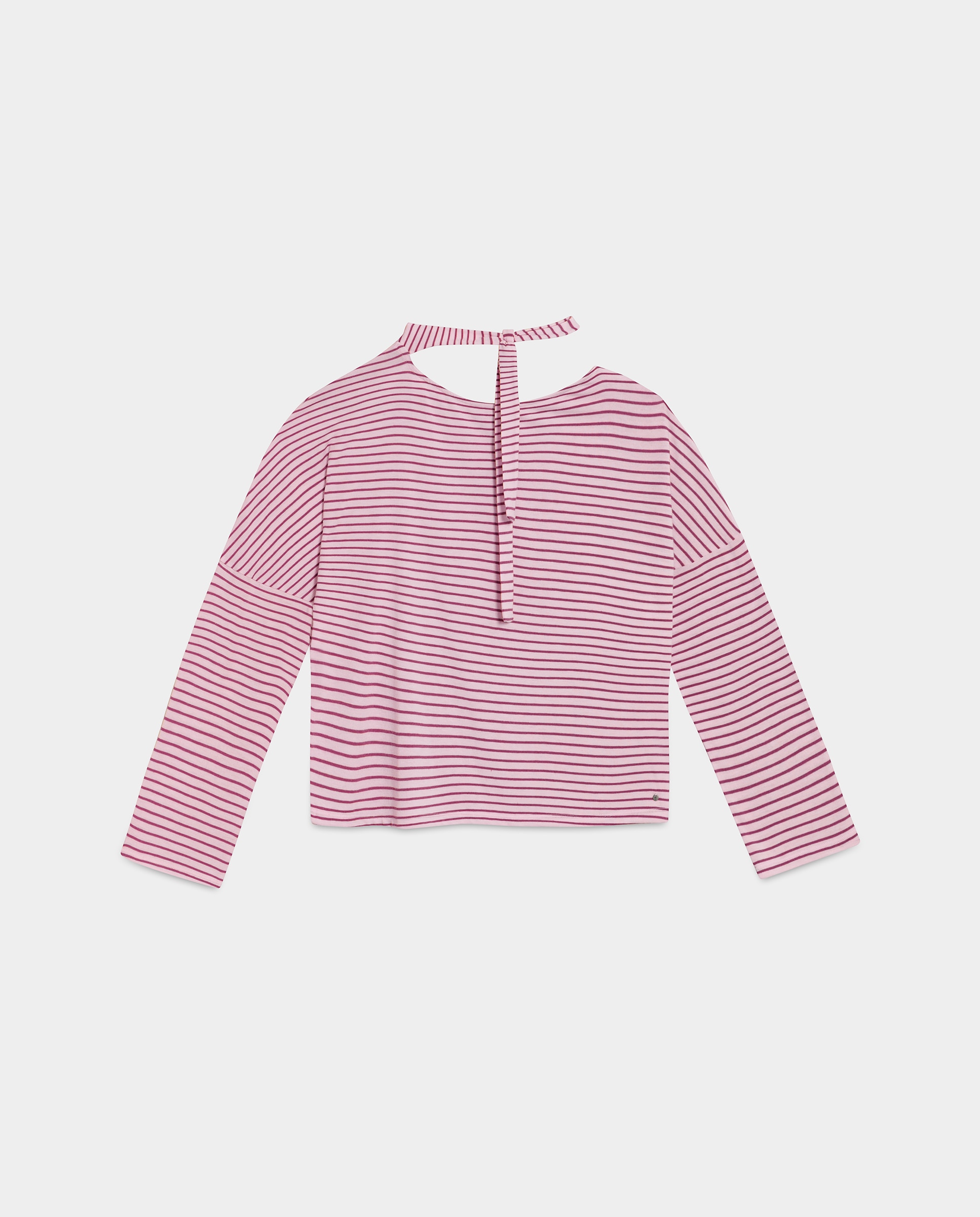 Top Assimétrico com Laçada na Gola Rosa-5