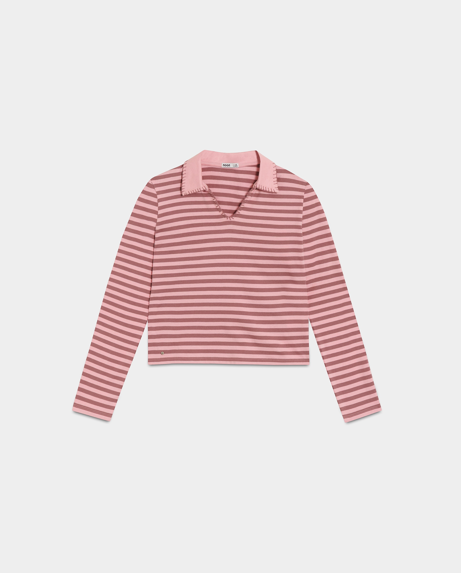 Polo Às Riscas Rosa-5