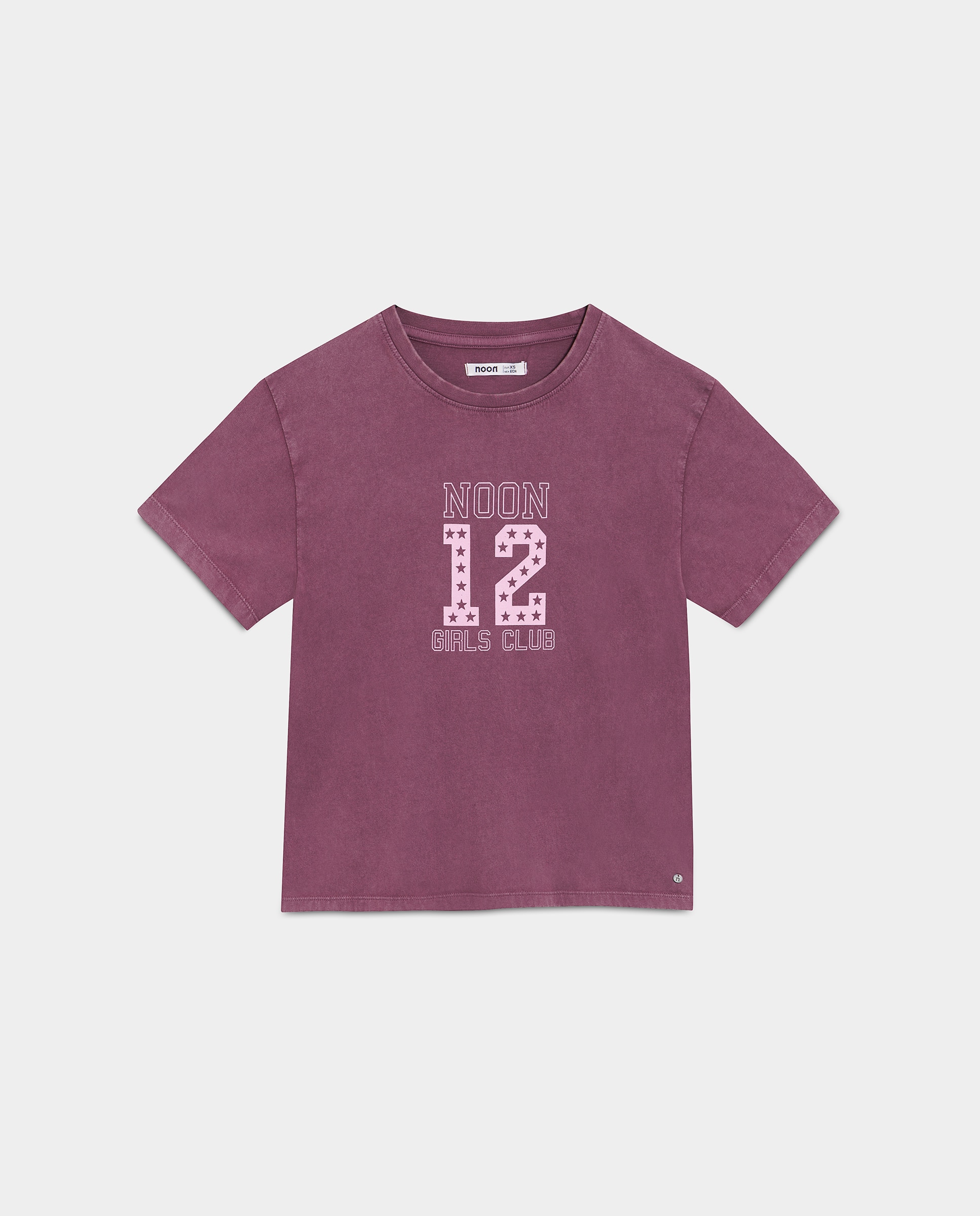 T-shirt de Manga Curta com Logo Frontal Bordeaux-5