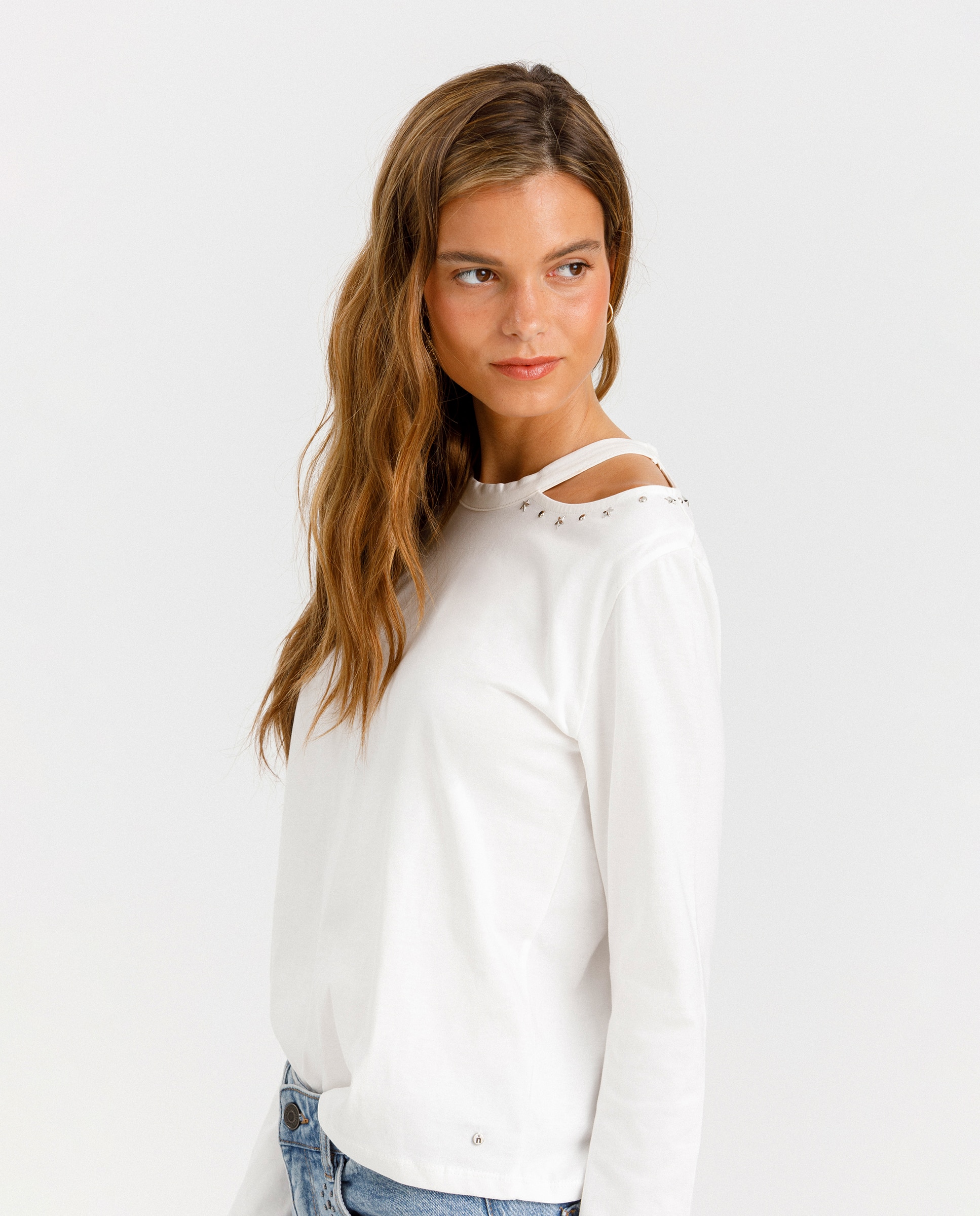 T-shirt de Manga Comprida Cut Out Cru-3
