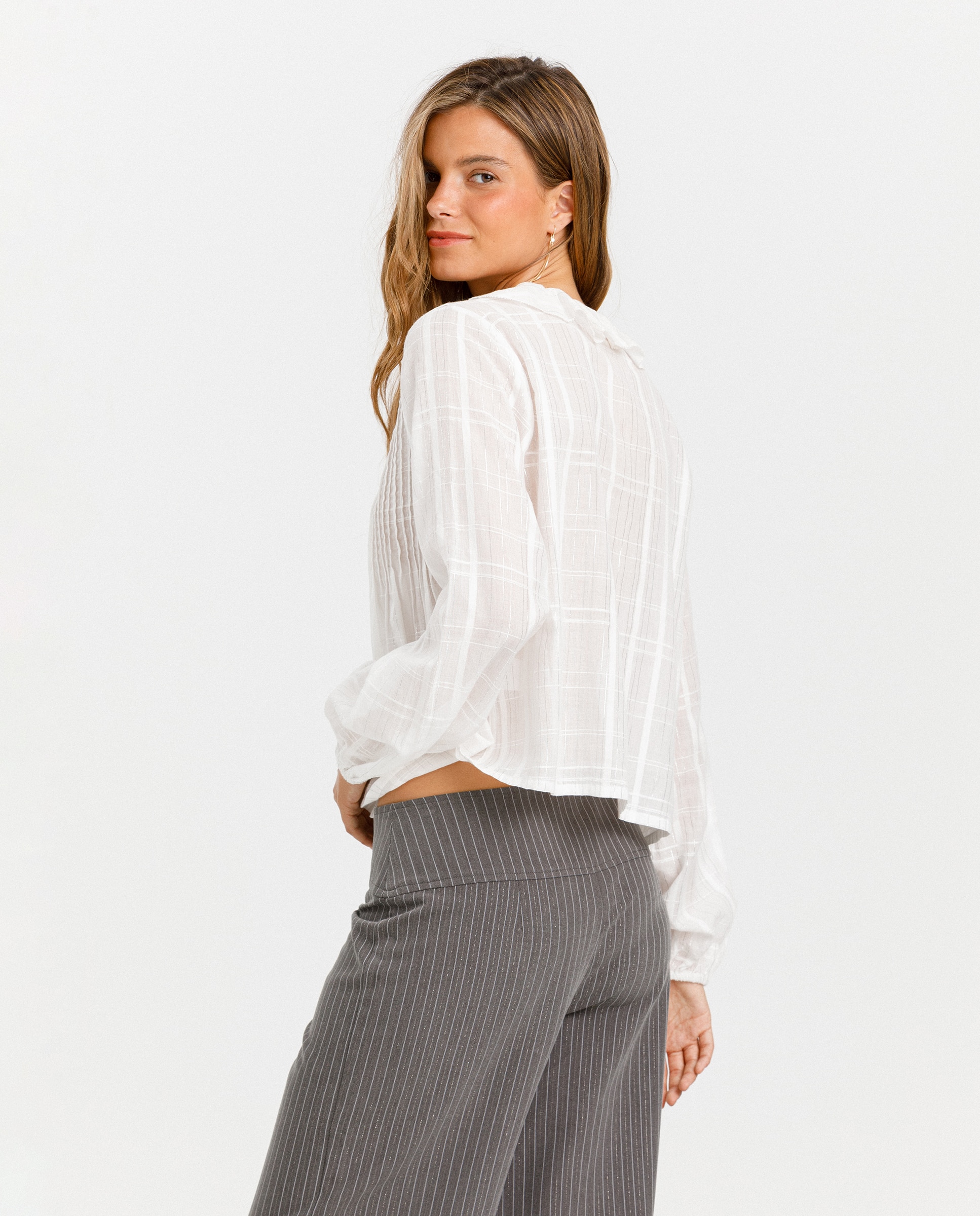 Blusa de Manga Comprida com Jaretas Branco-2