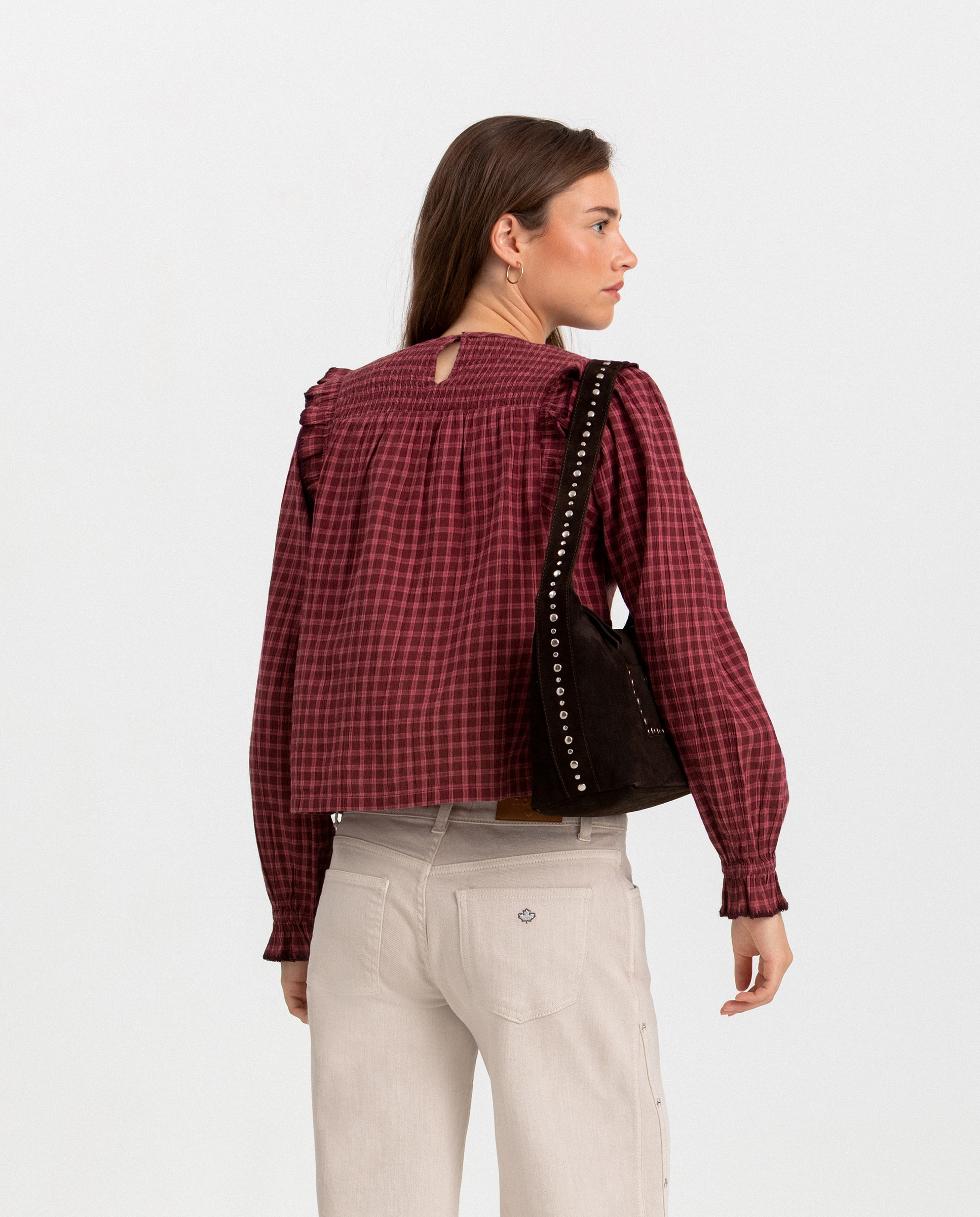 Blusa com Detalhe Aos Quadrados Rosa-2