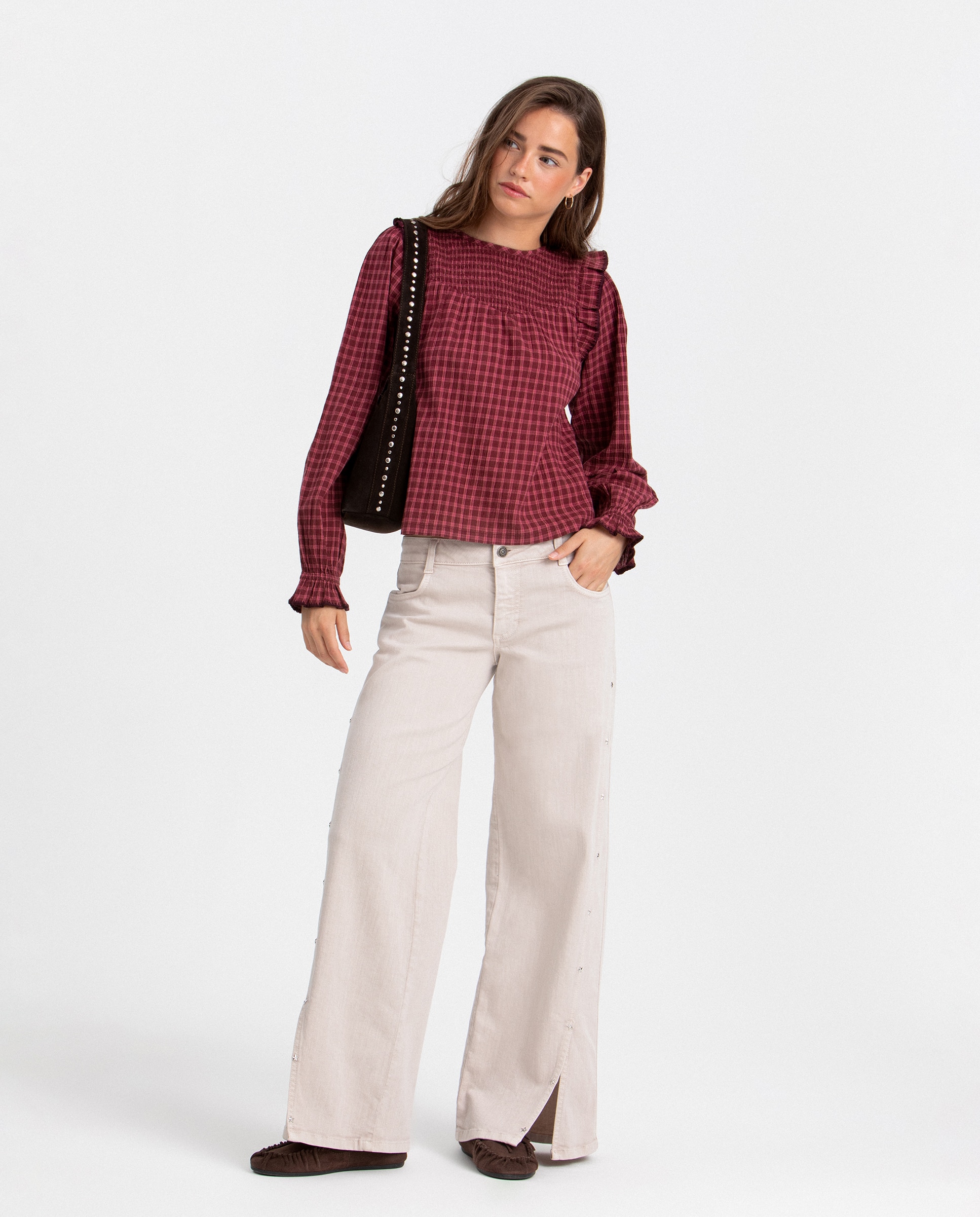 Blusa com Detalhe Aos Quadrados Rosa-4