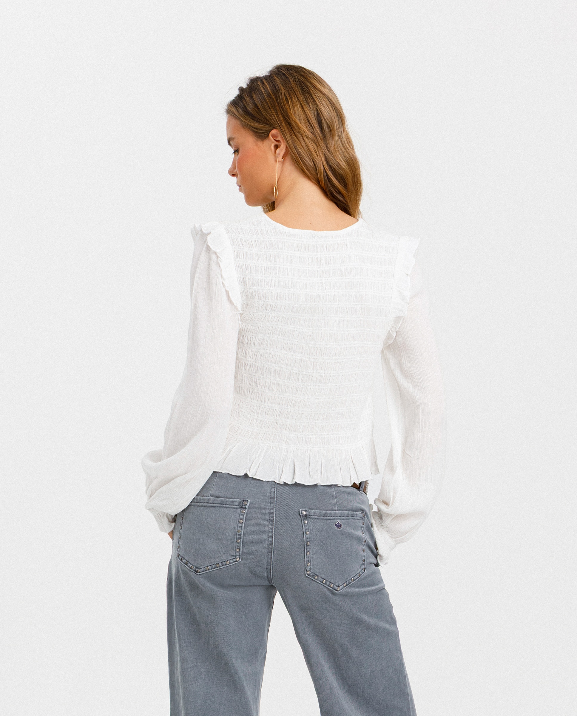 Top Franzido com Folhos Branco-2