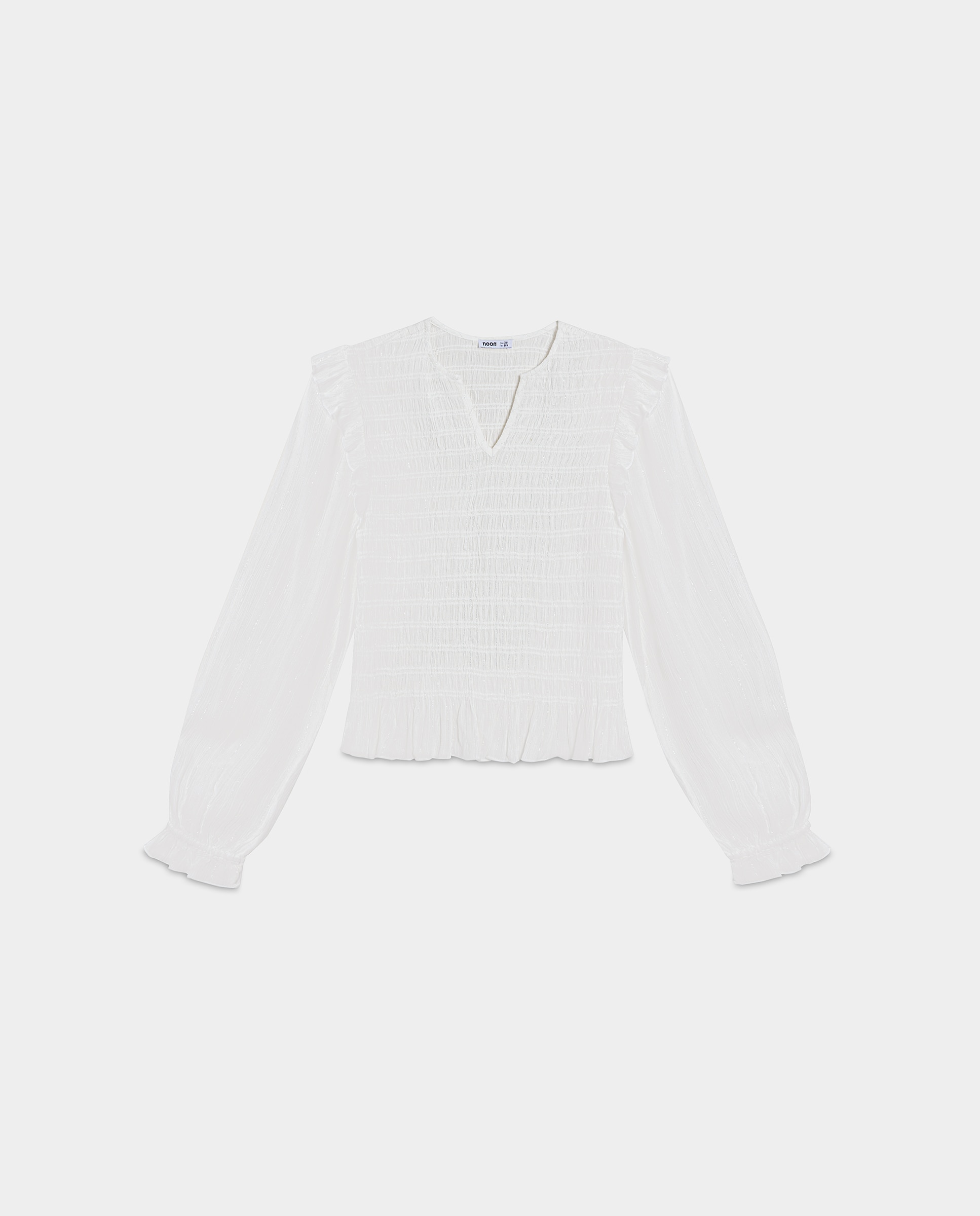 Top Franzido com Folhos Branco-5