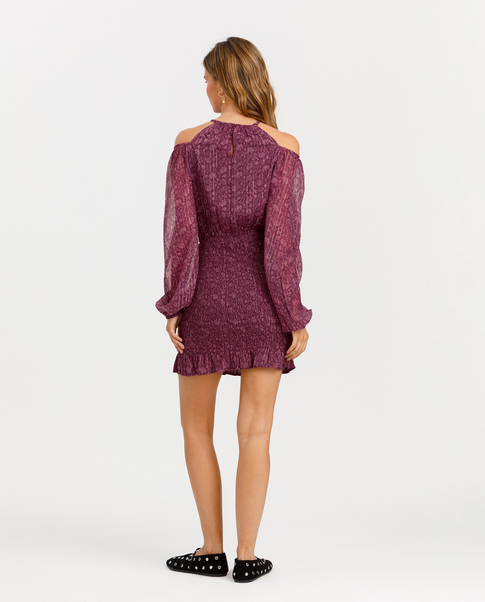 Vestido Curto com Folho e Franzido Rosa-2