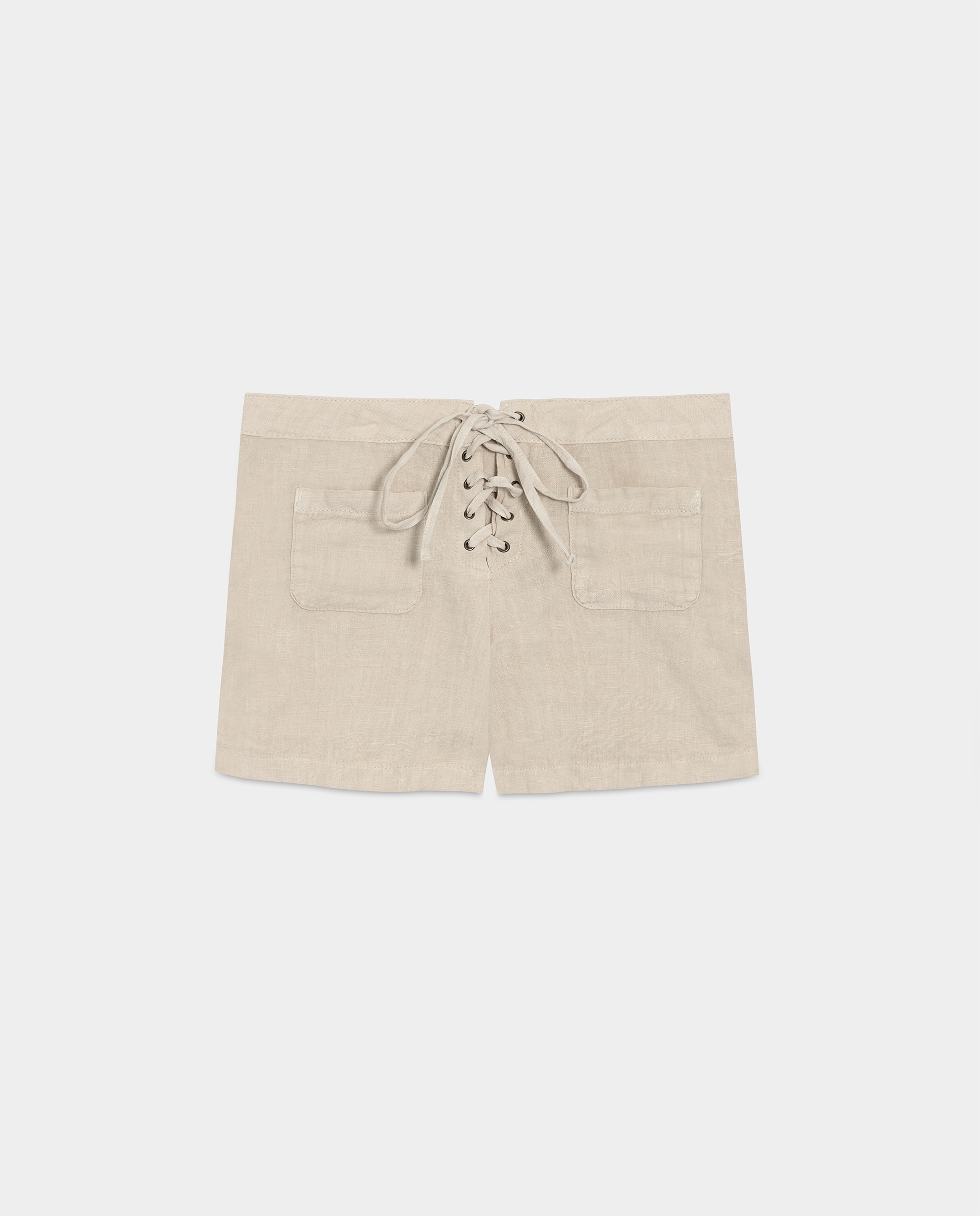 Shorts de Linho com Cordão Cru-5