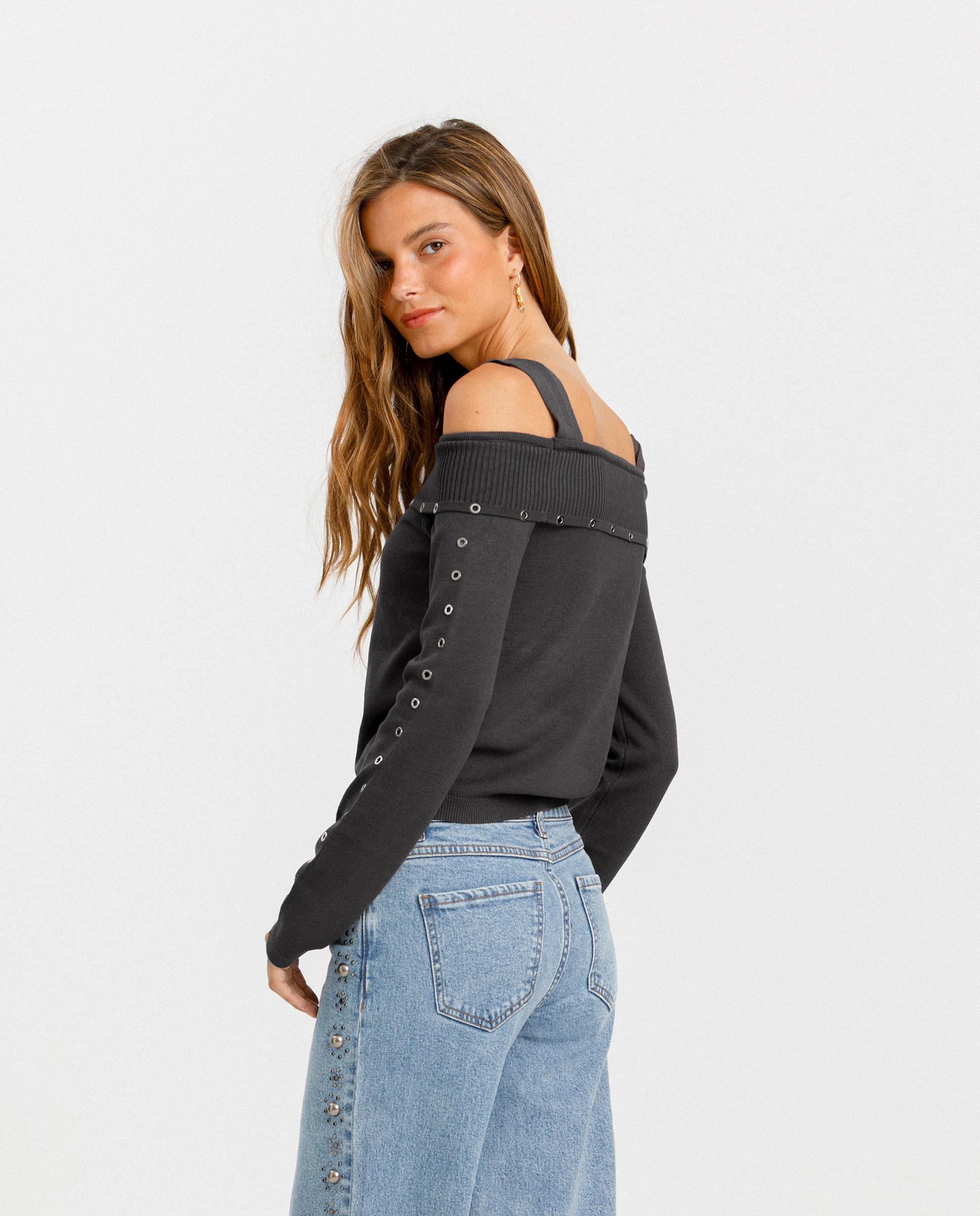 Camisola com Ilhós Antracite / Cinzento-3