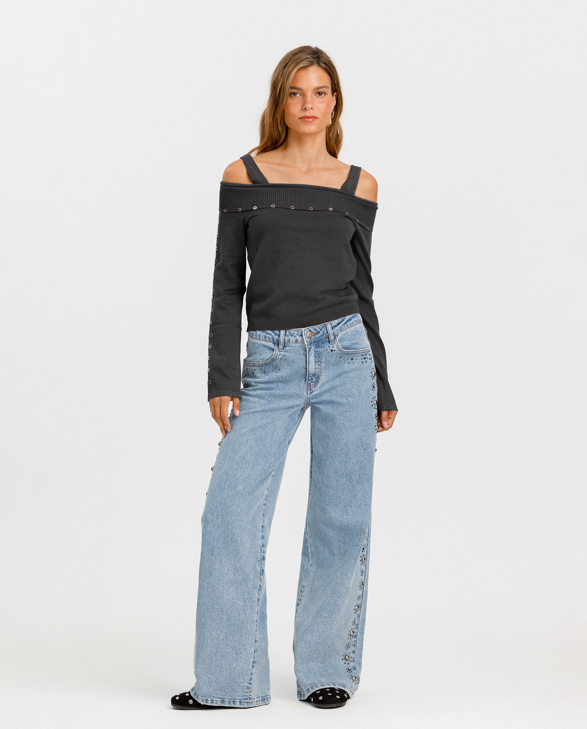 Camisola com Ilhós Antracite / Cinzento-4
