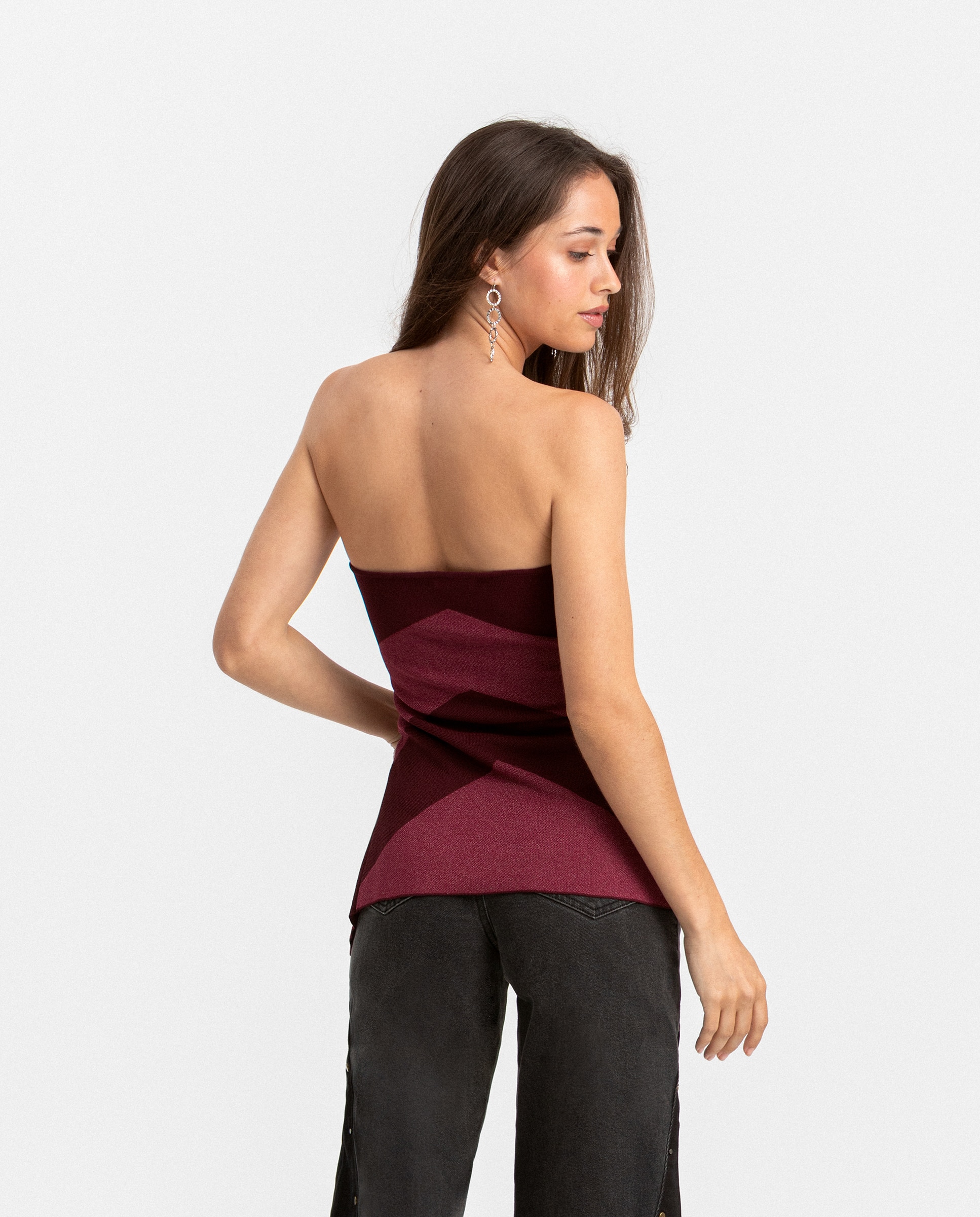 Top Bandeau com Lurex Bordeaux-2