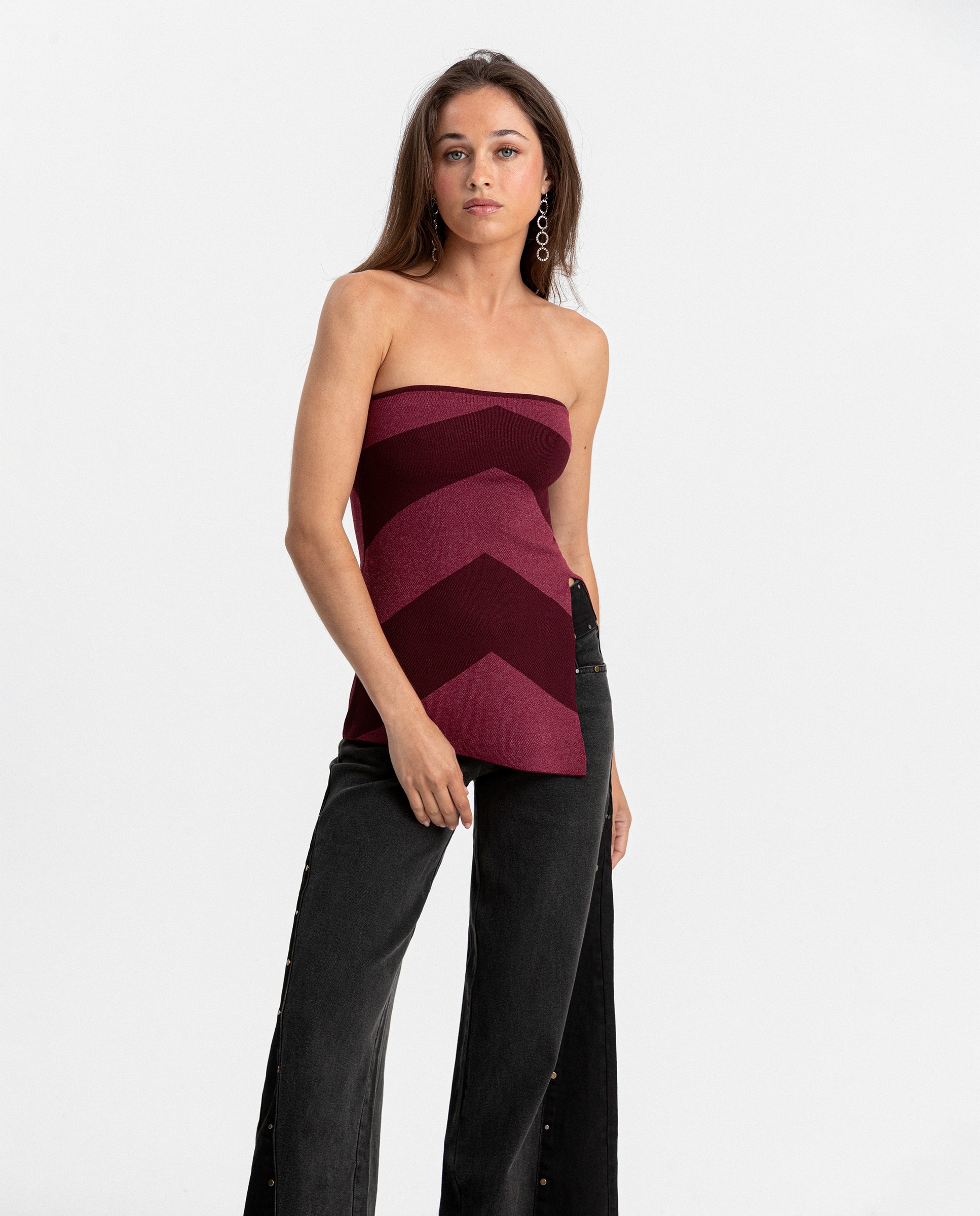 Top Bandeau com Lurex Bordeaux-3