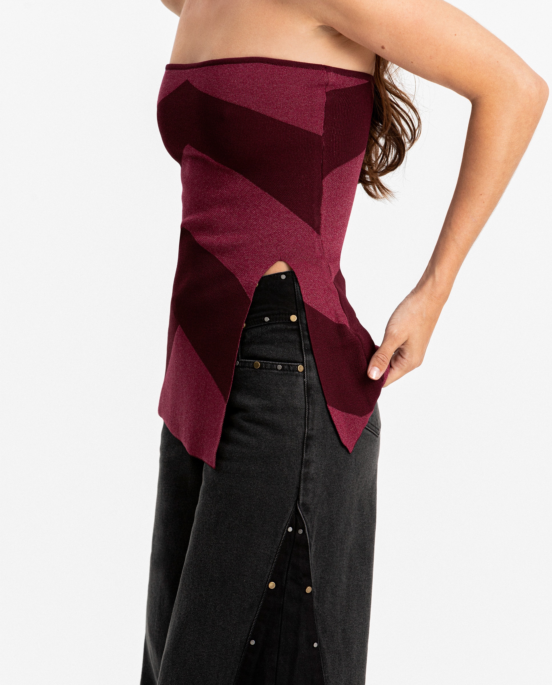 Top Bandeau com Lurex Bordeaux-4