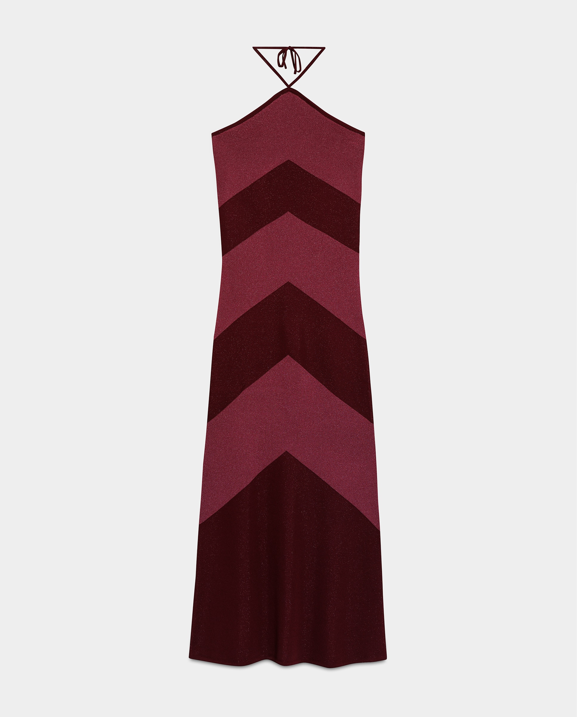 Vestido Midi Halter Lurex Bordeaux-5