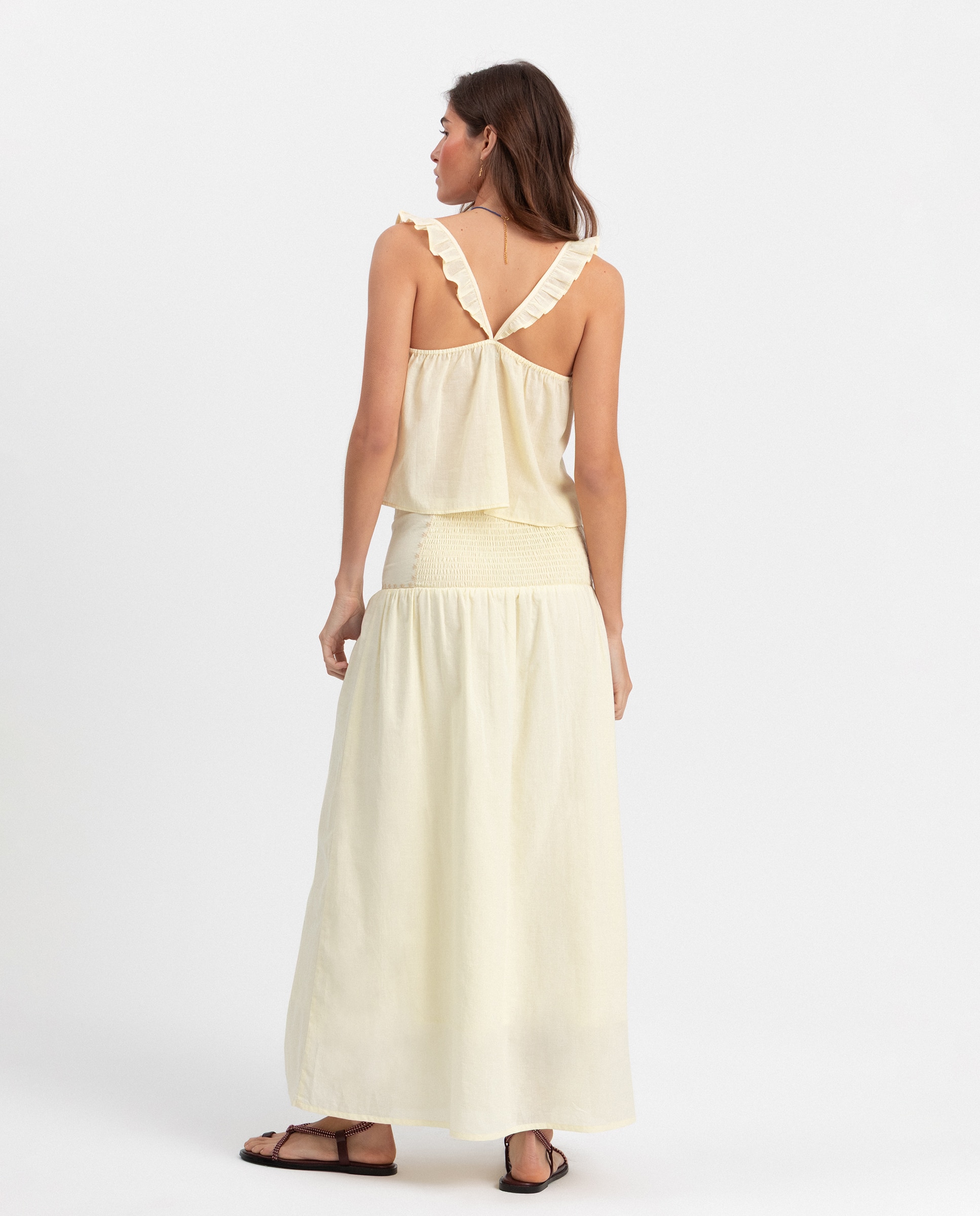 Saia Midi Bordada Amarelo-2