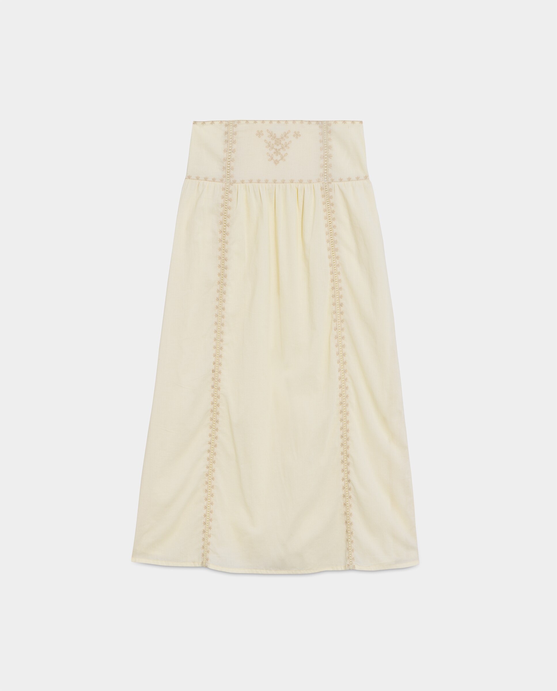 Saia Midi Bordada Amarelo-5