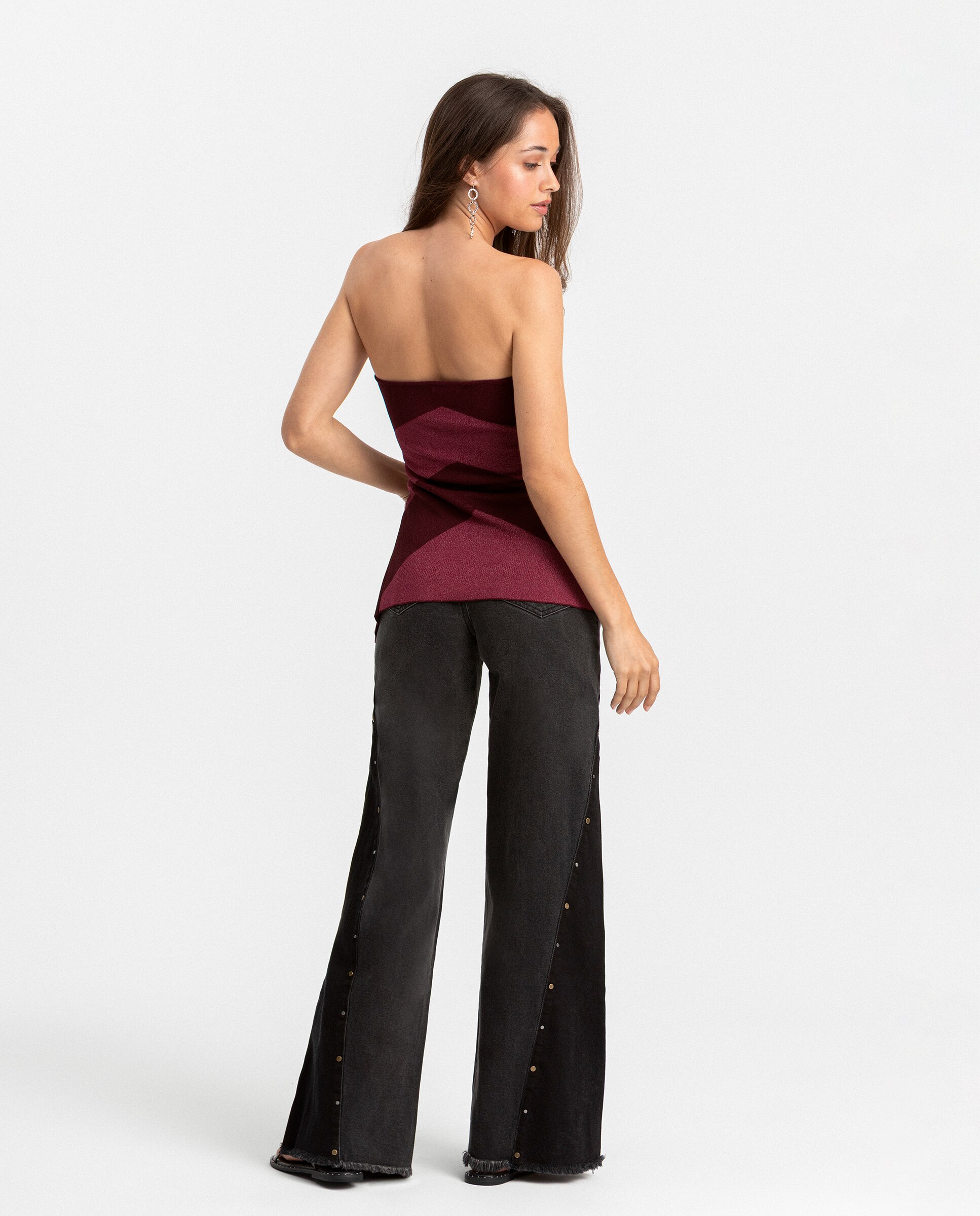 Jeans com Corte a Direito com Tachas Antracite / Cinzento-2