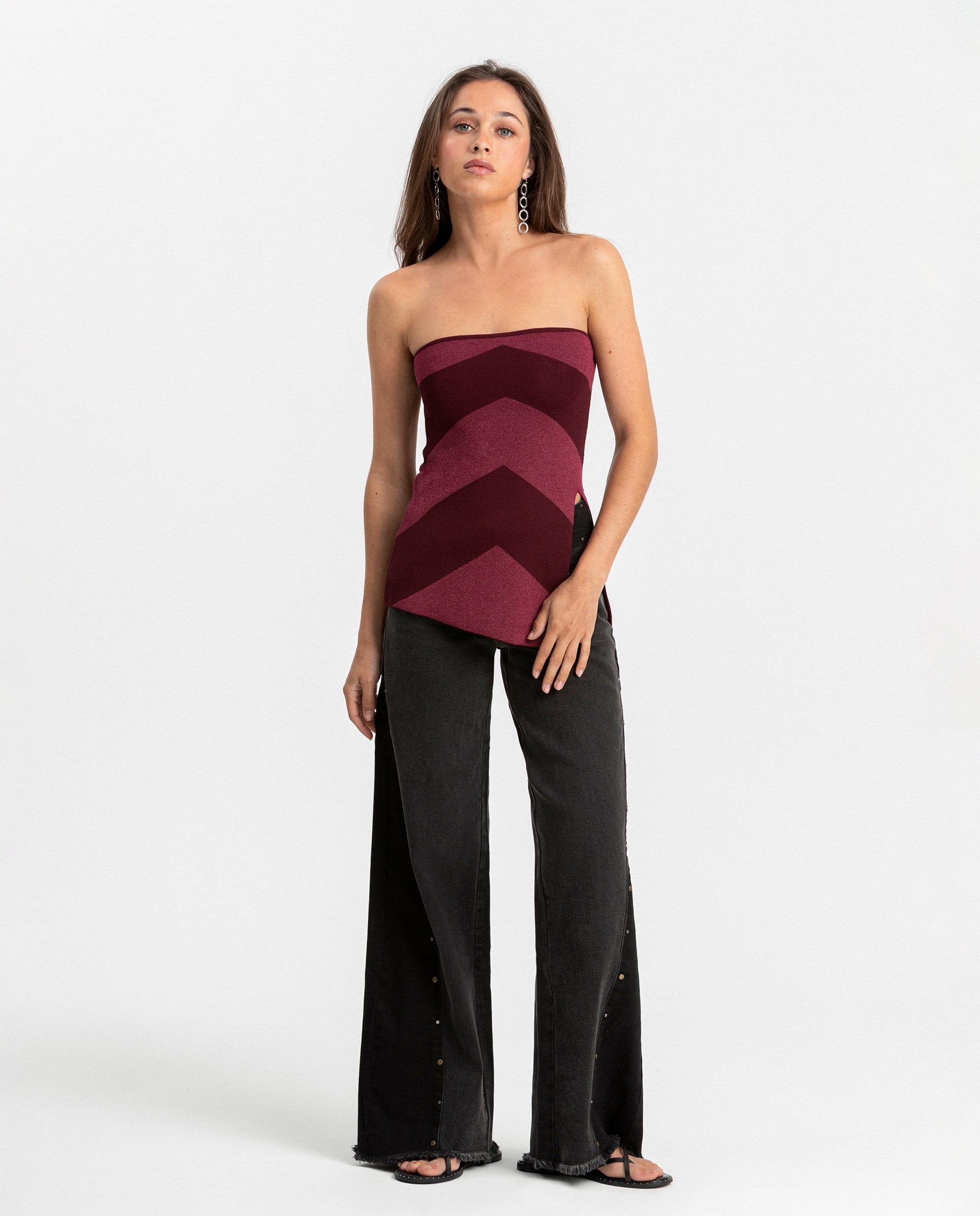 Jeans com Corte a Direito com Tachas Antracite / Cinzento-3