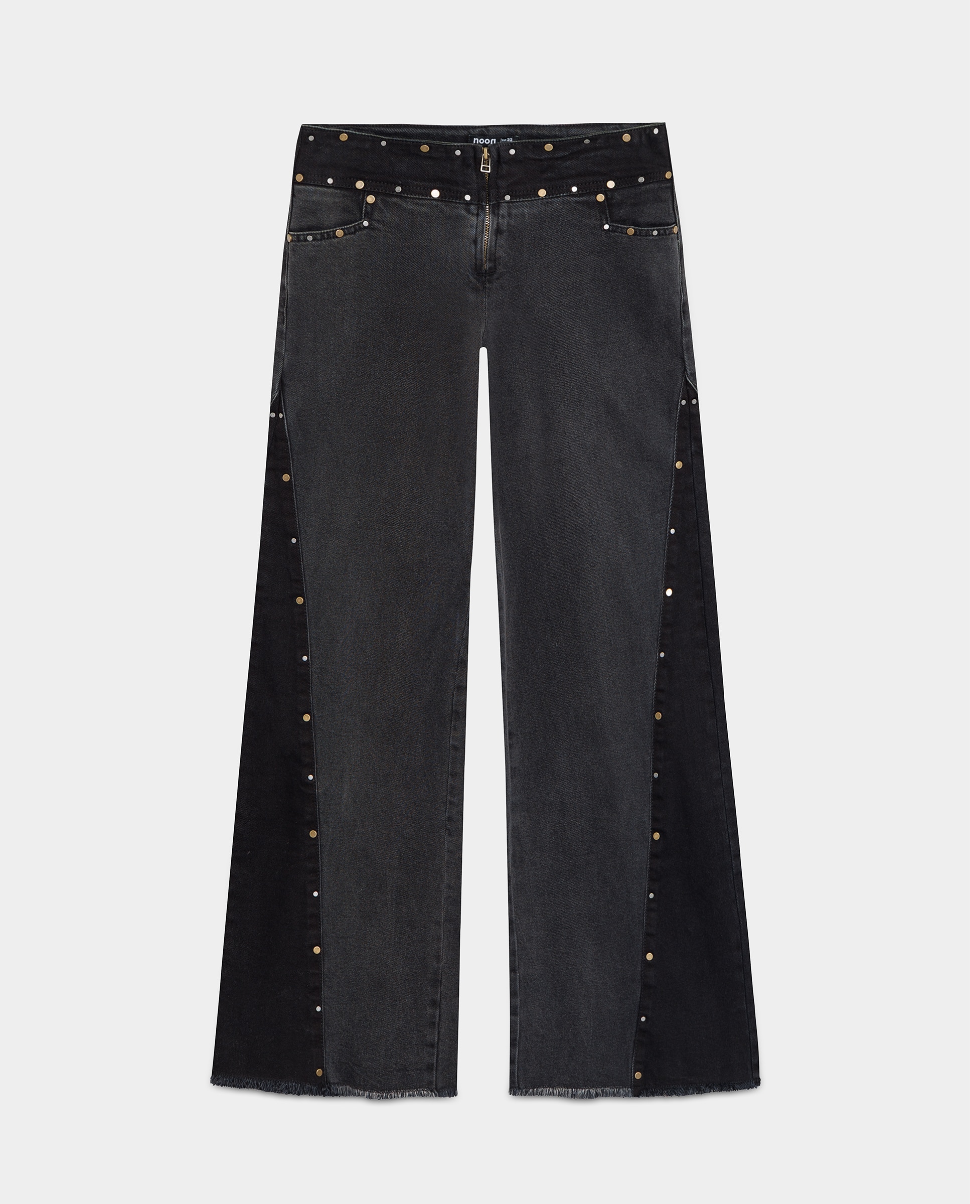 Jeans com Corte a Direito com Tachas Antracite / Cinzento-5