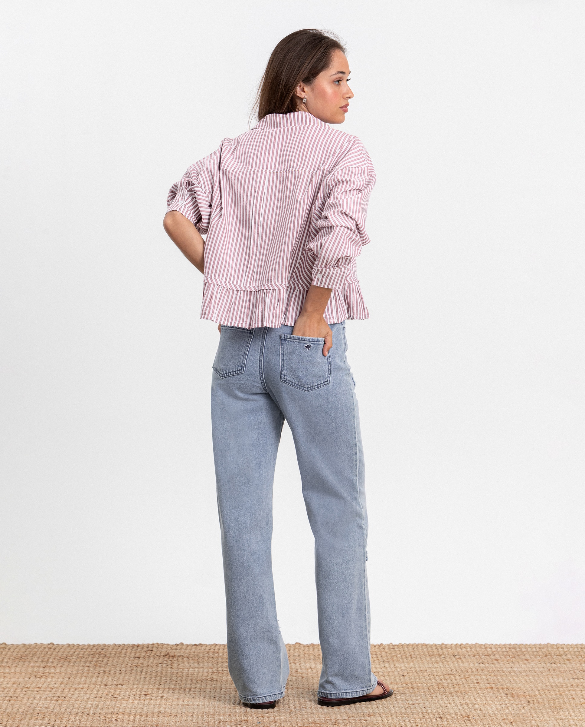 Jeans Straight com Estrelas Azul-2