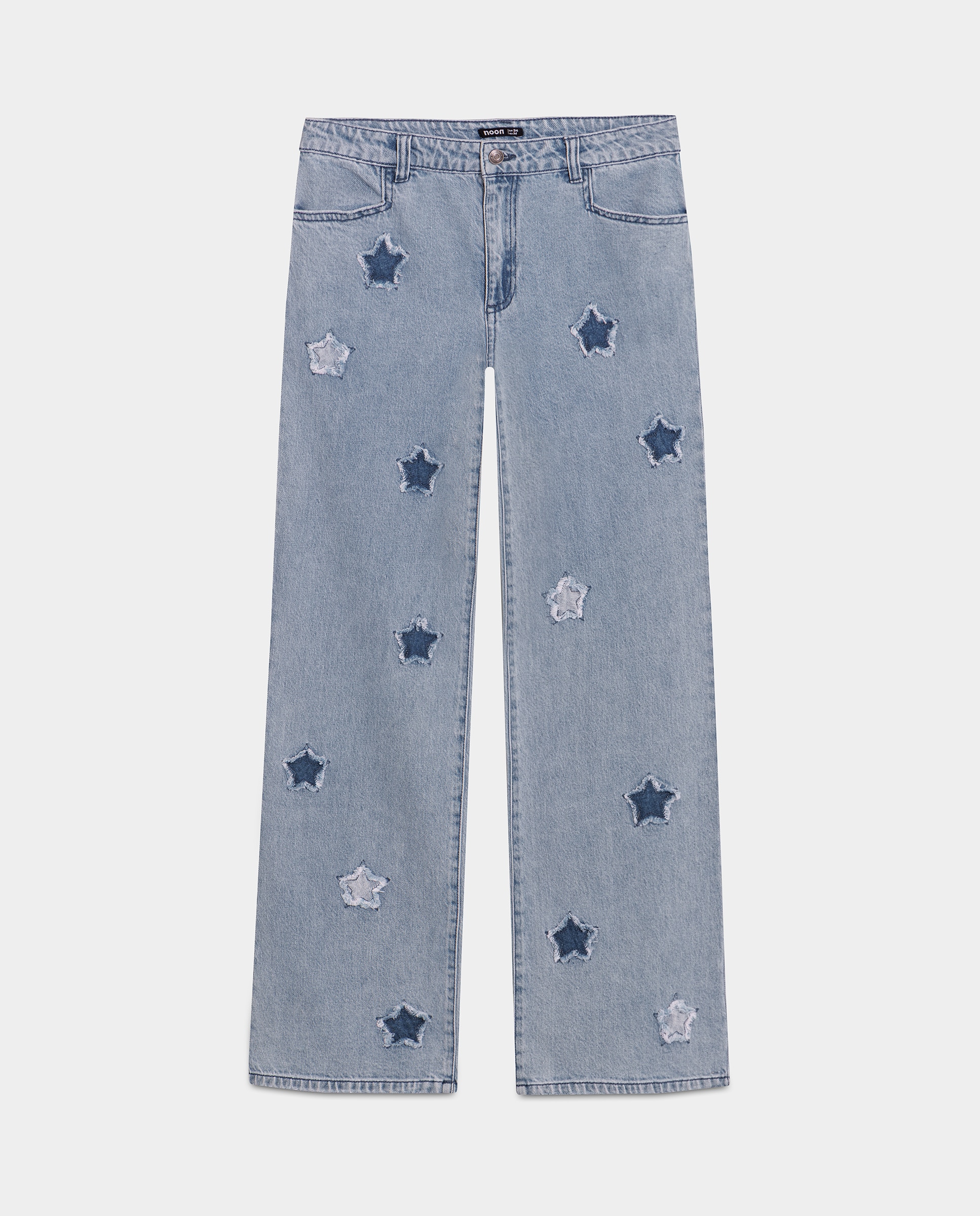 Jeans Straight com Estrelas Azul-5