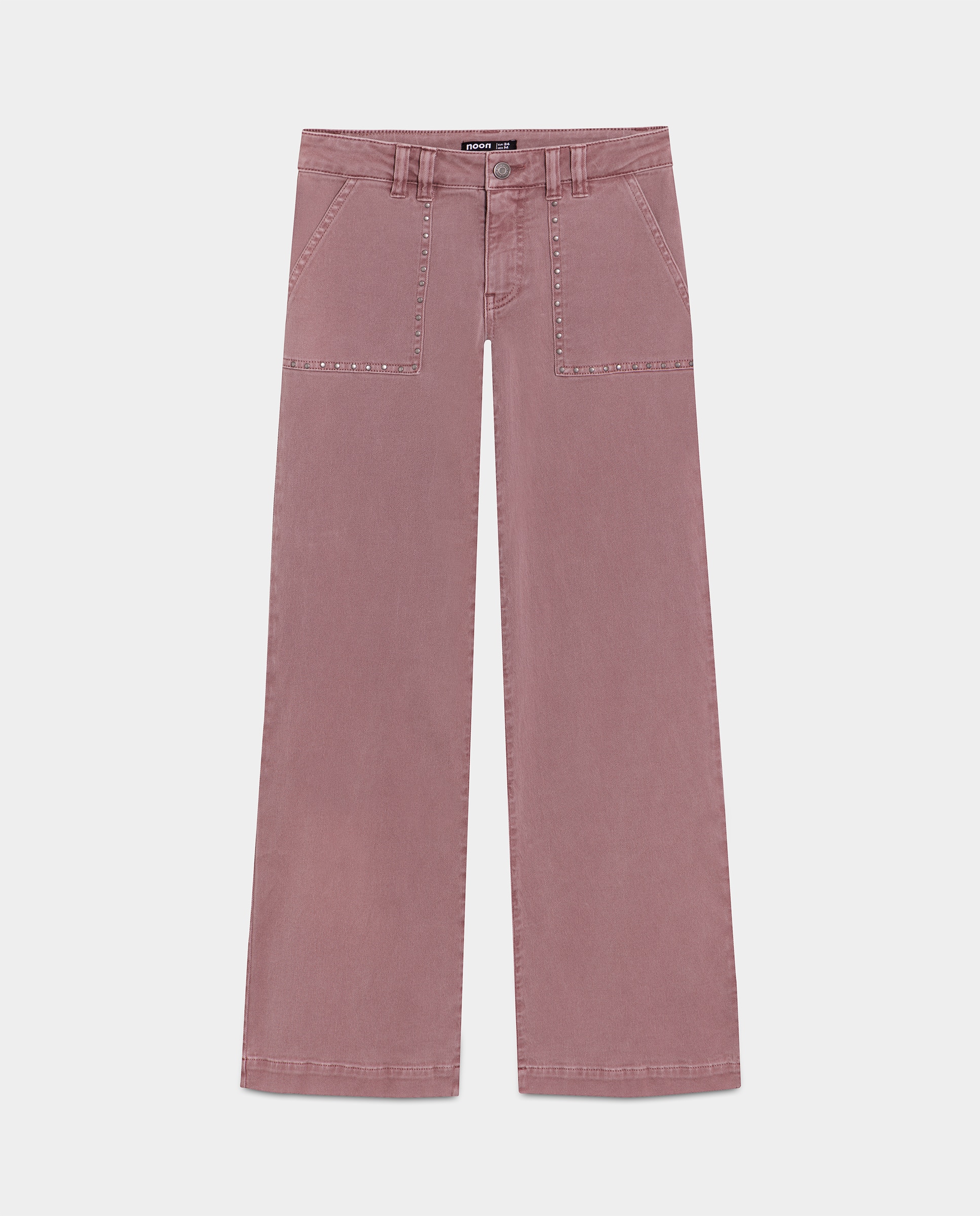 Jeans Culotte com Tachas Rosa-5