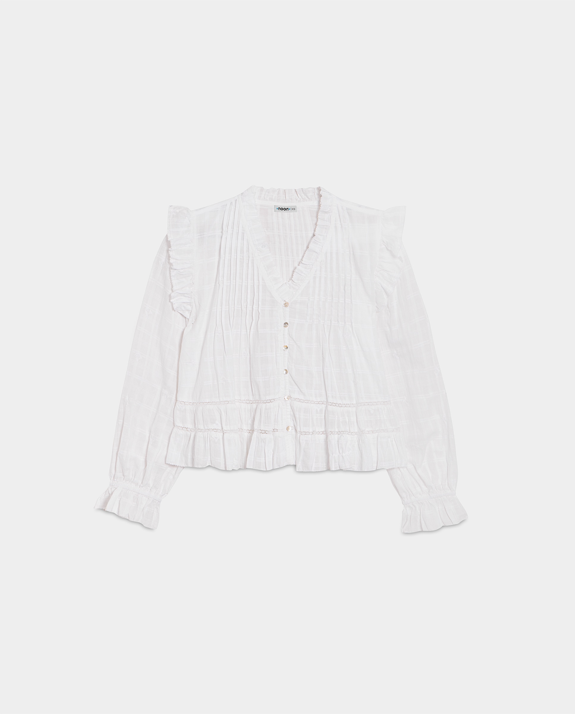 Blusa com Decote em V Aberto Branco-5
