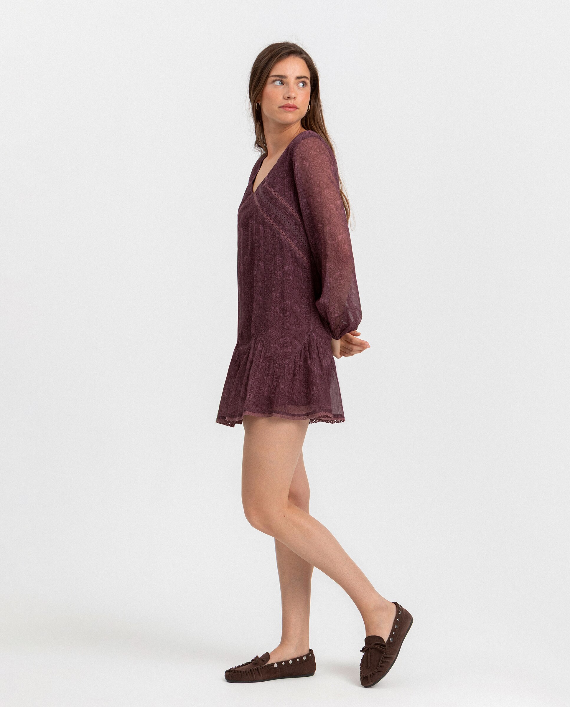 Vestido Mini Estampado em Tecido Entredós Rosa / azul marinho-3