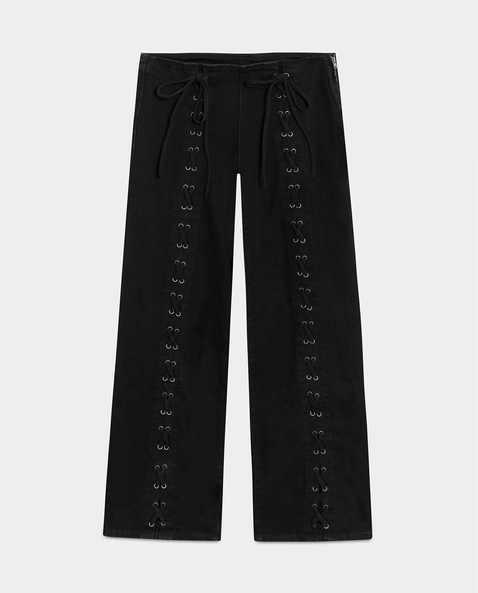 Jeans com Corte a Direito com Laçada Antracite / Cinzento-5