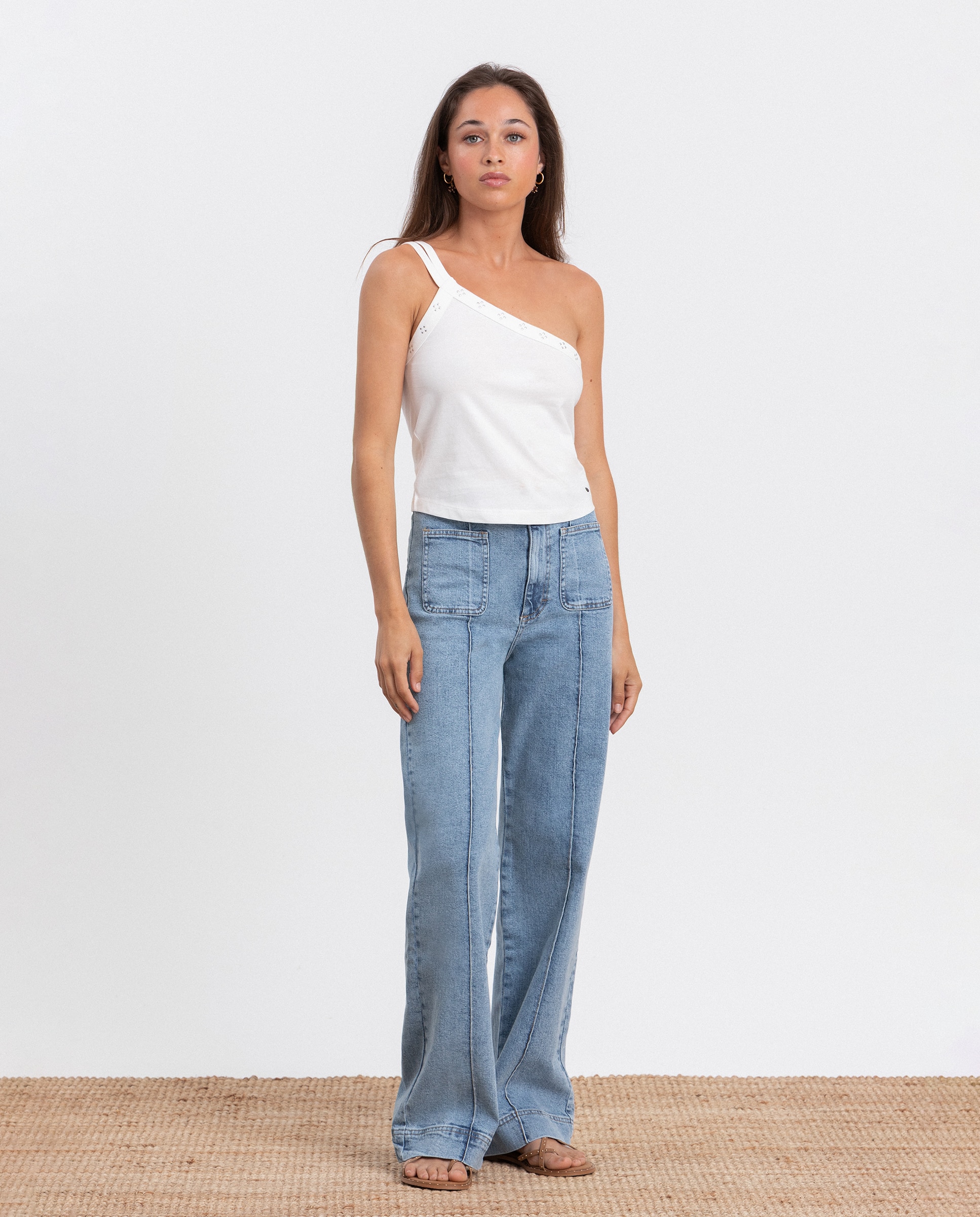 Imagem 0 de Jeans Culotte de Cintura Subida